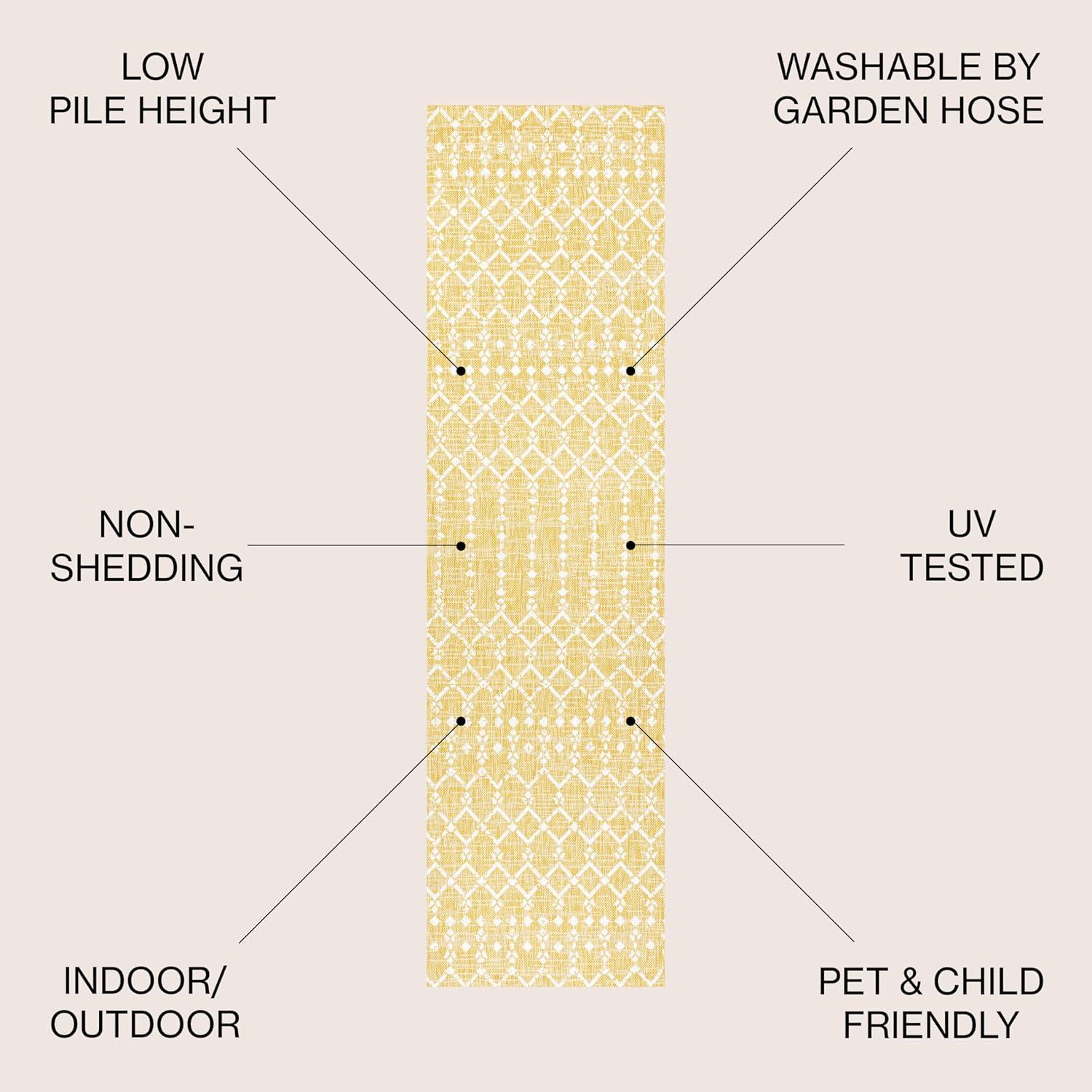 image:imageJONATHAN Y Moroccan Geometric Indoor Outdoor Square Area Rug 5X5 NavyBeige Ourika Textured Weave for Backyard Patio Porch EasyCleaning High Traffic PetFriendly NonShedding SMB108K5SQYellowCream