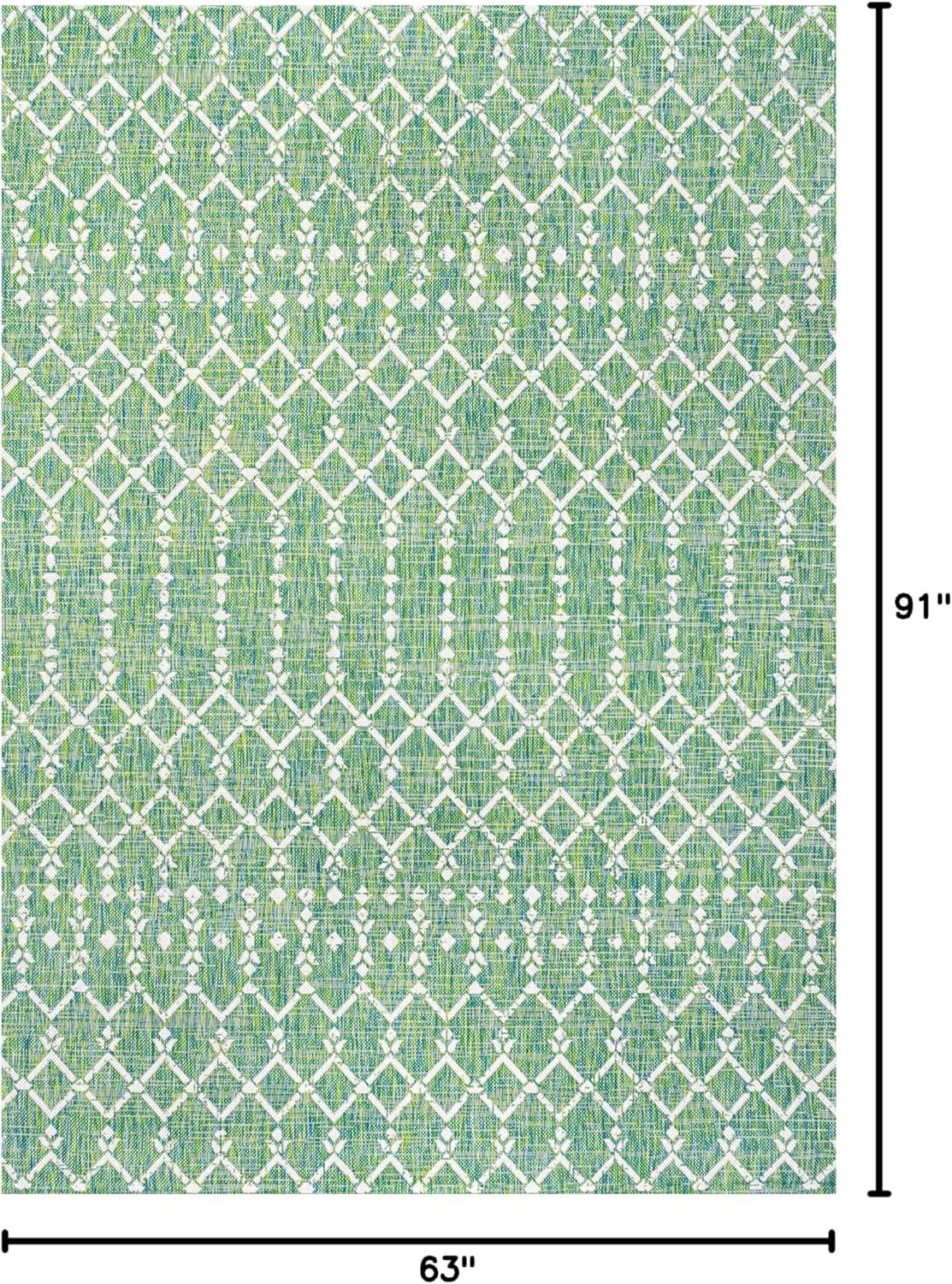 image:imageJONATHAN Y Moroccan Geometric Indoor Outdoor Square Area Rug 5X5 NavyBeige Ourika Textured Weave for Backyard Patio Porch EasyCleaning High Traffic PetFriendly NonShedding SMB108K5SQGreenCream
