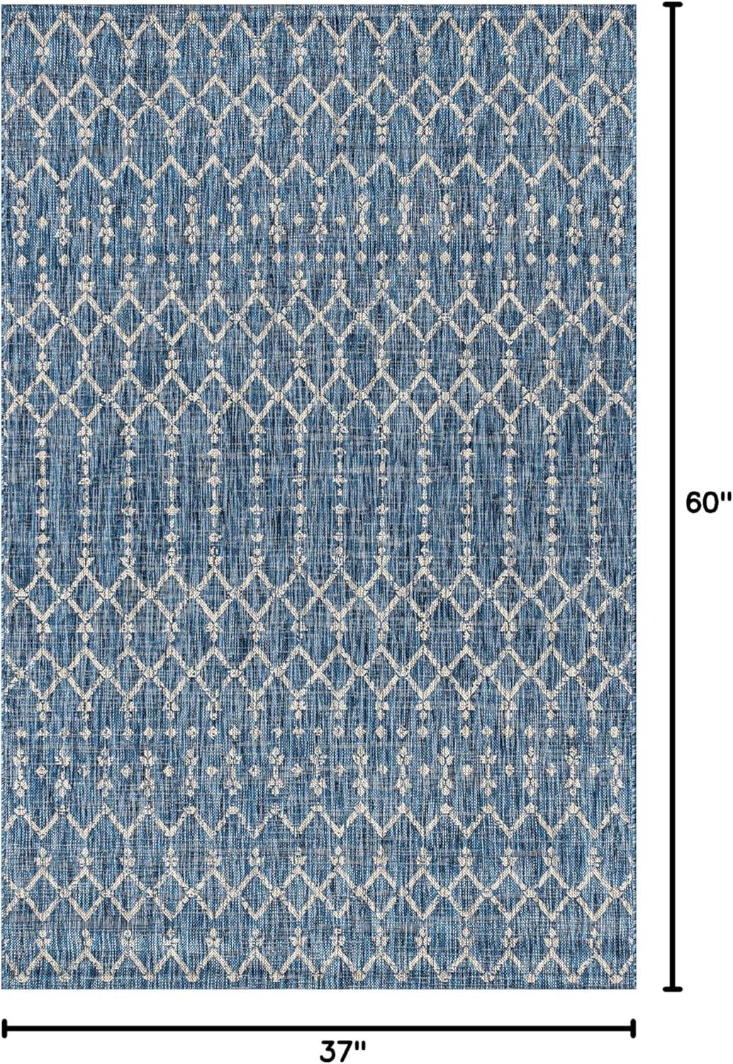 image:imageJONATHAN Y Moroccan Geometric Indoor Outdoor Square Area Rug 5X5 NavyBeige Ourika Textured Weave for Backyard Patio Porch EasyCleaning High Traffic PetFriendly NonShedding SMB108K5SQNavyLight Gray