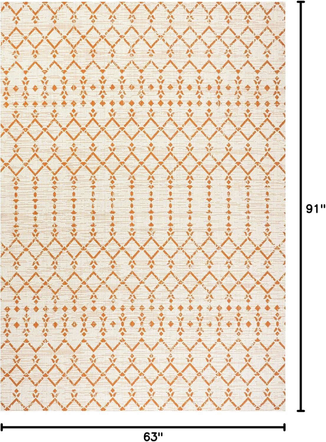 image:imageJONATHAN Y Moroccan Geometric Indoor Outdoor Square Area Rug 5X5 NavyBeige Ourika Textured Weave for Backyard Patio Porch EasyCleaning High Traffic PetFriendly NonShedding SMB108K5SQCreamOrange