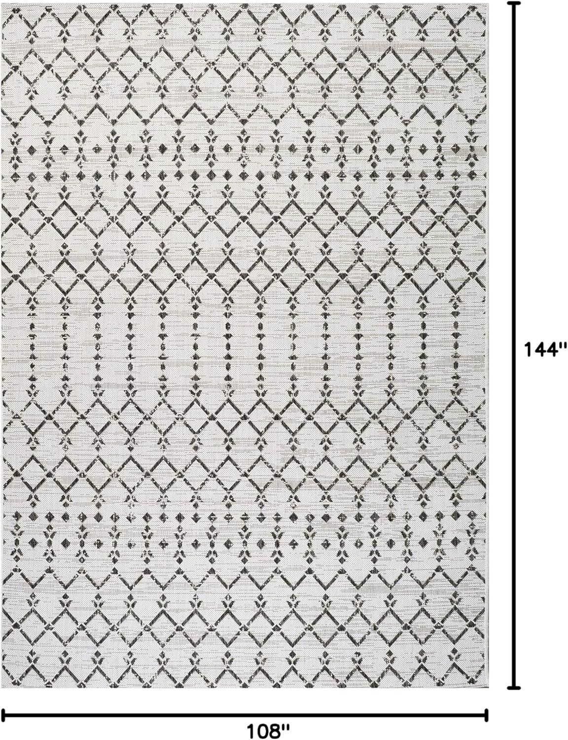 image:imageJONATHAN Y Moroccan Geometric Indoor Outdoor Square Area Rug 5X5 NavyBeige Ourika Textured Weave for Backyard Patio Porch EasyCleaning High Traffic PetFriendly NonShedding SMB108K5SQCreamBlack