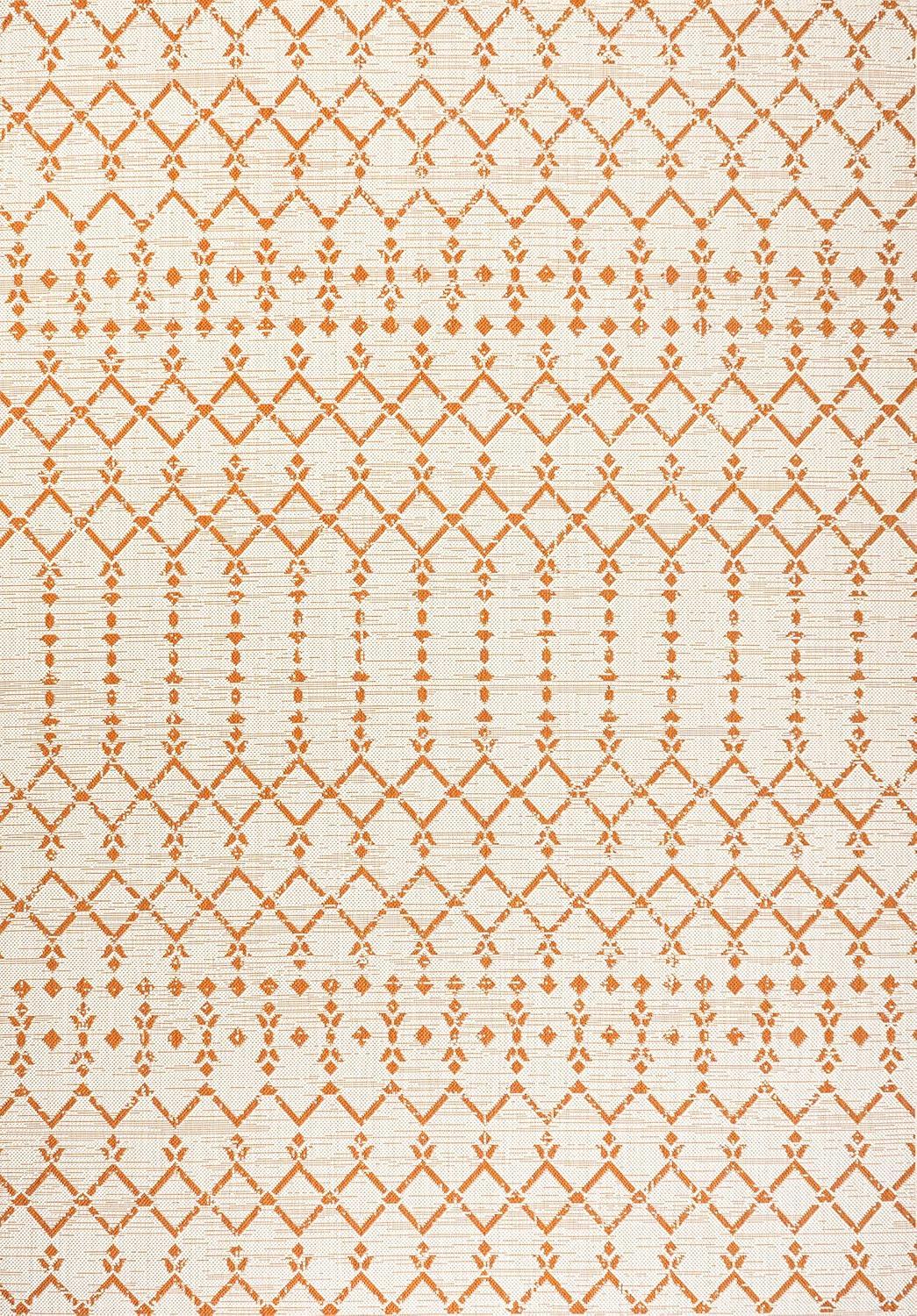 image:imageJONATHAN Y Moroccan Geometric Indoor Outdoor Square Area Rug 5X5 NavyBeige Ourika Textured Weave for Backyard Patio Porch EasyCleaning High Traffic PetFriendly NonShedding SMB108K5SQCreamOrange