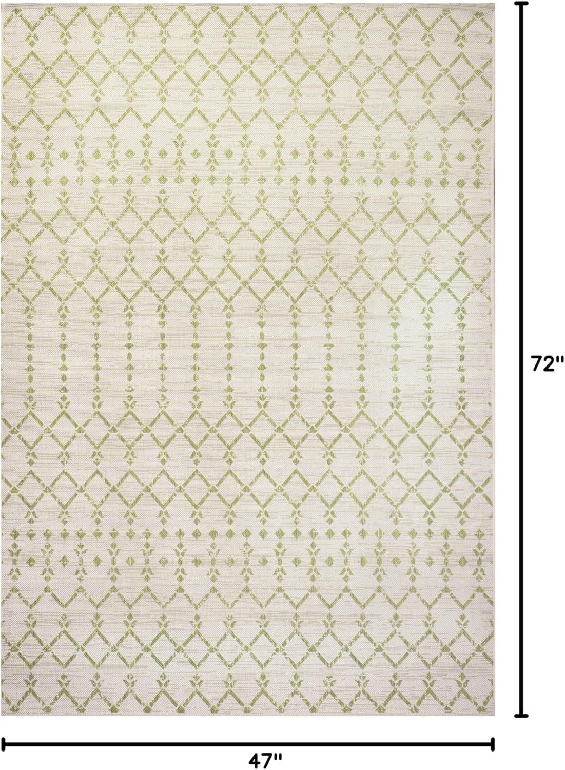 image:imageJONATHAN Y Moroccan Geometric Indoor Outdoor Square Area Rug 5X5 NavyBeige Ourika Textured Weave for Backyard Patio Porch EasyCleaning High Traffic PetFriendly NonShedding SMB108K5SQCreamGreen