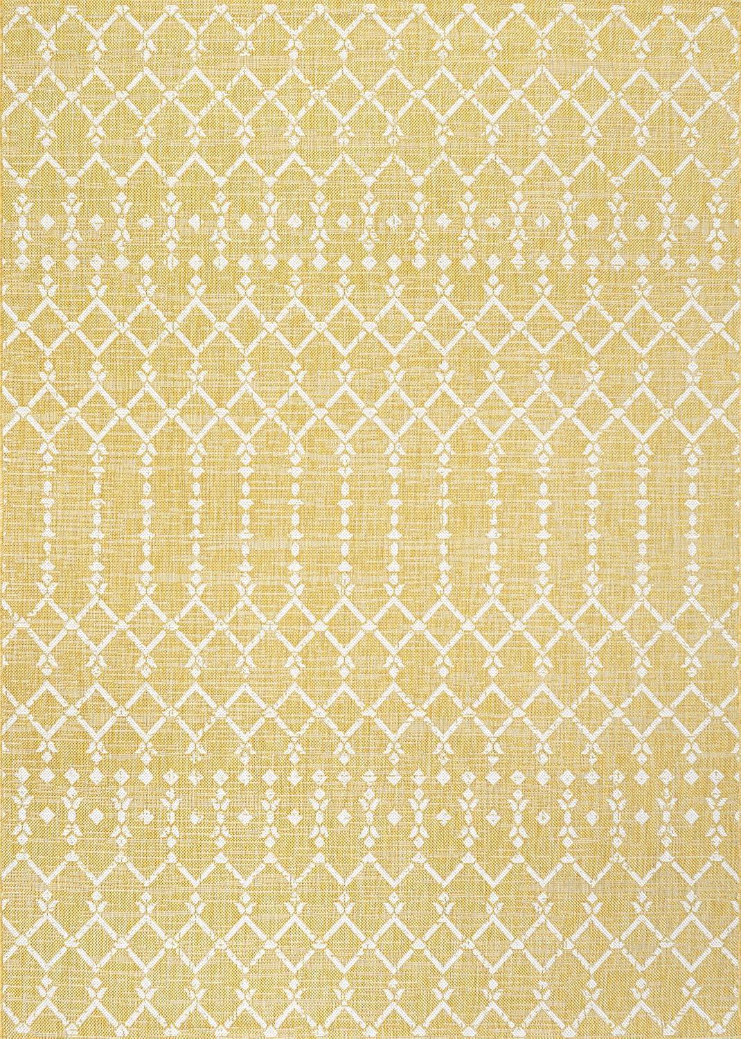 image:imageJONATHAN Y Moroccan Geometric Indoor Outdoor Square Area Rug 5X5 NavyBeige Ourika Textured Weave for Backyard Patio Porch EasyCleaning High Traffic PetFriendly NonShedding SMB108K5SQYellowCream