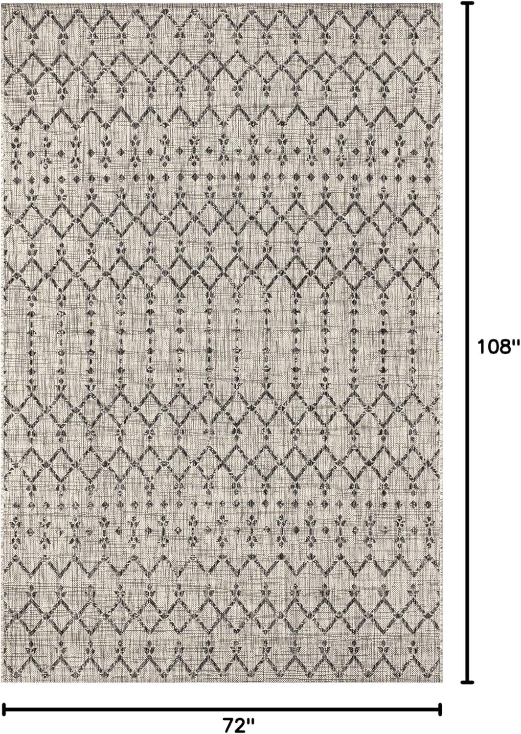 image:imageJONATHAN Y Moroccan Geometric Indoor Outdoor Square Area Rug 5X5 NavyBeige Ourika Textured Weave for Backyard Patio Porch EasyCleaning High Traffic PetFriendly NonShedding SMB108K5SQLight GrayBlack
