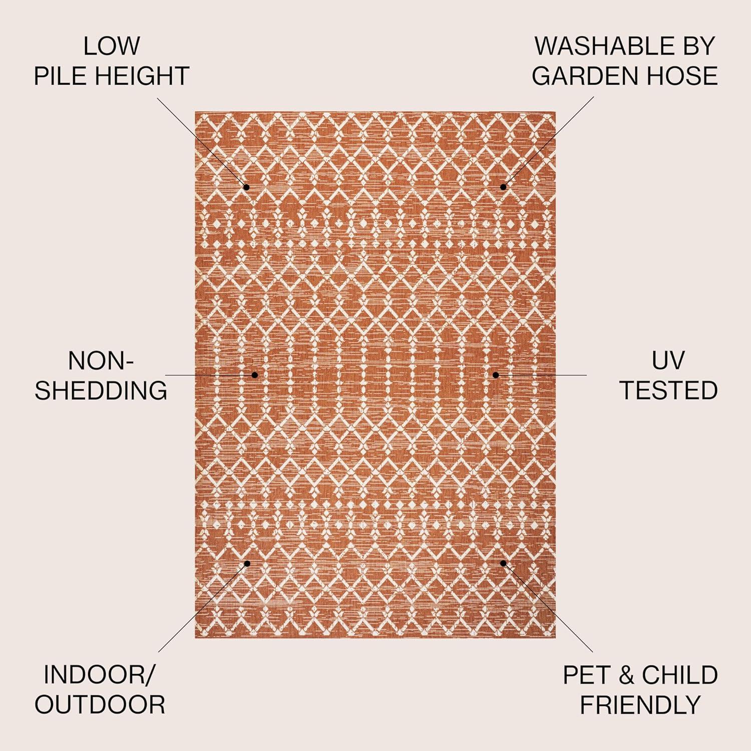 image:imageJONATHAN Y Moroccan Geometric Indoor Outdoor Square Area Rug 5X5 NavyBeige Ourika Textured Weave for Backyard Patio Porch EasyCleaning High Traffic PetFriendly NonShedding SMB108K5SQOrangeCream