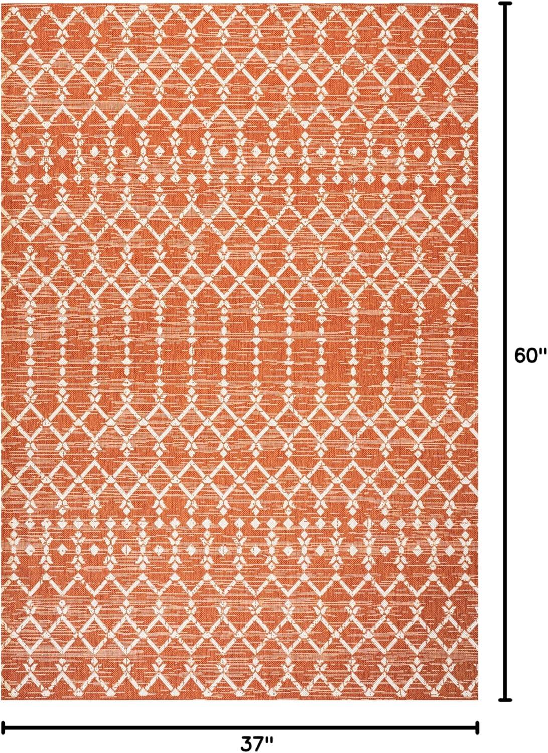image:imageJONATHAN Y Moroccan Geometric Indoor Outdoor Square Area Rug 5X5 NavyBeige Ourika Textured Weave for Backyard Patio Porch EasyCleaning High Traffic PetFriendly NonShedding SMB108K5SQOrangeCream