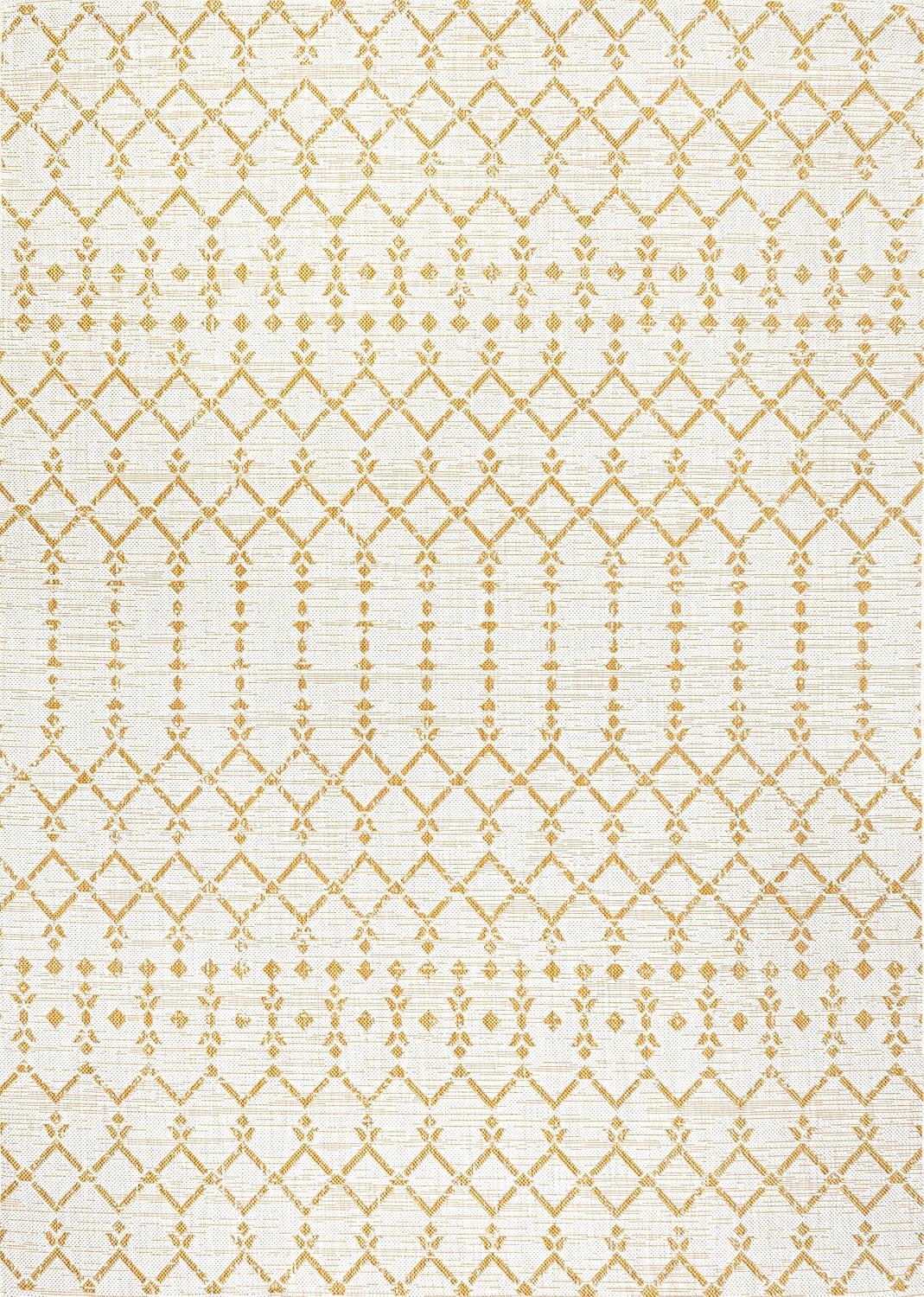 image:imageJONATHAN Y Moroccan Geometric Indoor Outdoor Square Area Rug 5X5 NavyBeige Ourika Textured Weave for Backyard Patio Porch EasyCleaning High Traffic PetFriendly NonShedding SMB108K5SQCreamYellow