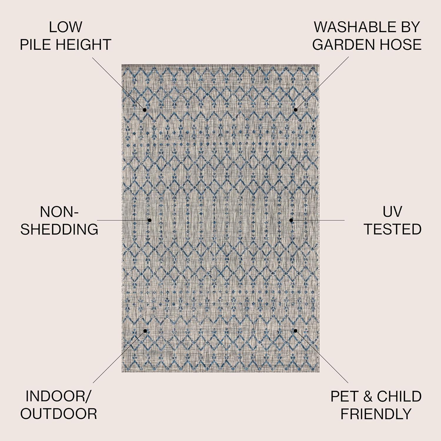 image:imageJONATHAN Y Moroccan Geometric Indoor Outdoor Square Area Rug 5X5 NavyBeige Ourika Textured Weave for Backyard Patio Porch EasyCleaning High Traffic PetFriendly NonShedding SMB108K5SQLight GrayNavy