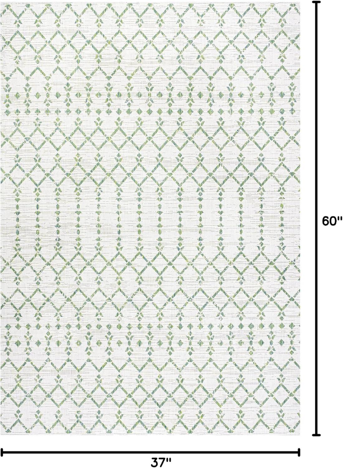 image:imageJONATHAN Y Moroccan Geometric Indoor Outdoor Square Area Rug 5X5 NavyBeige Ourika Textured Weave for Backyard Patio Porch EasyCleaning High Traffic PetFriendly NonShedding SMB108K5SQGreenIvory