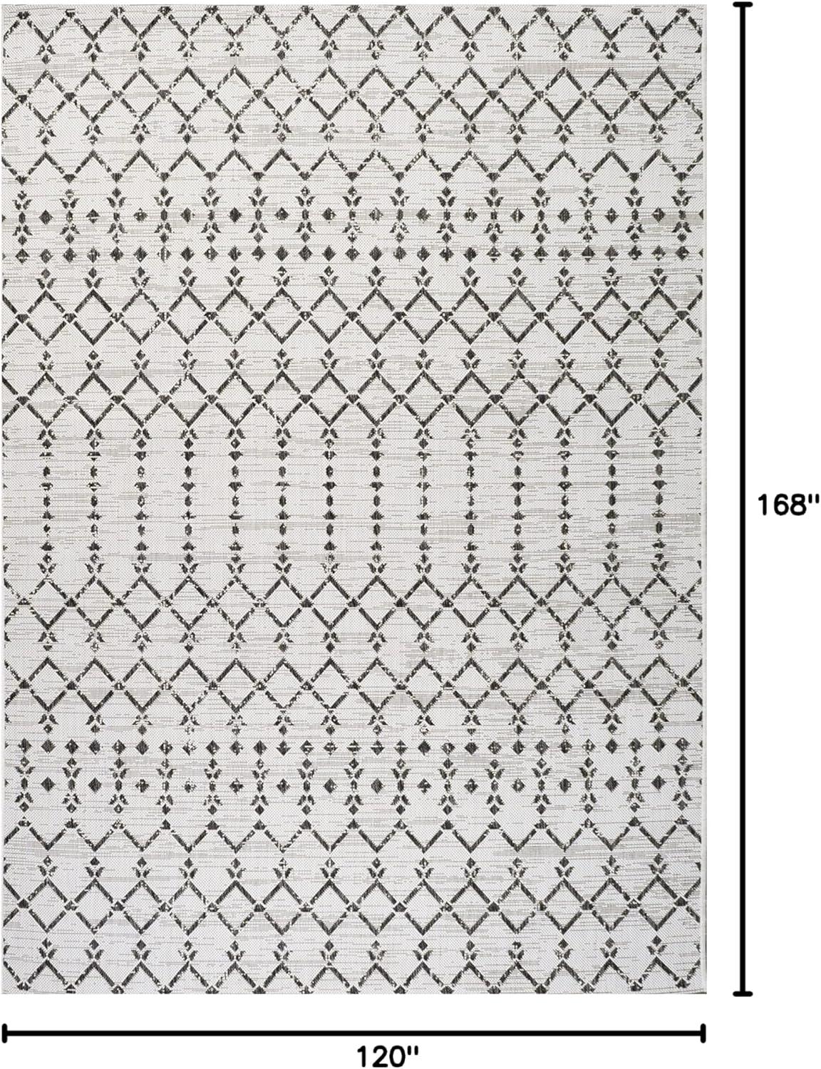 image:imageJONATHAN Y Moroccan Geometric Indoor Outdoor Square Area Rug 5X5 NavyBeige Ourika Textured Weave for Backyard Patio Porch EasyCleaning High Traffic PetFriendly NonShedding SMB108K5SQCreamBlack