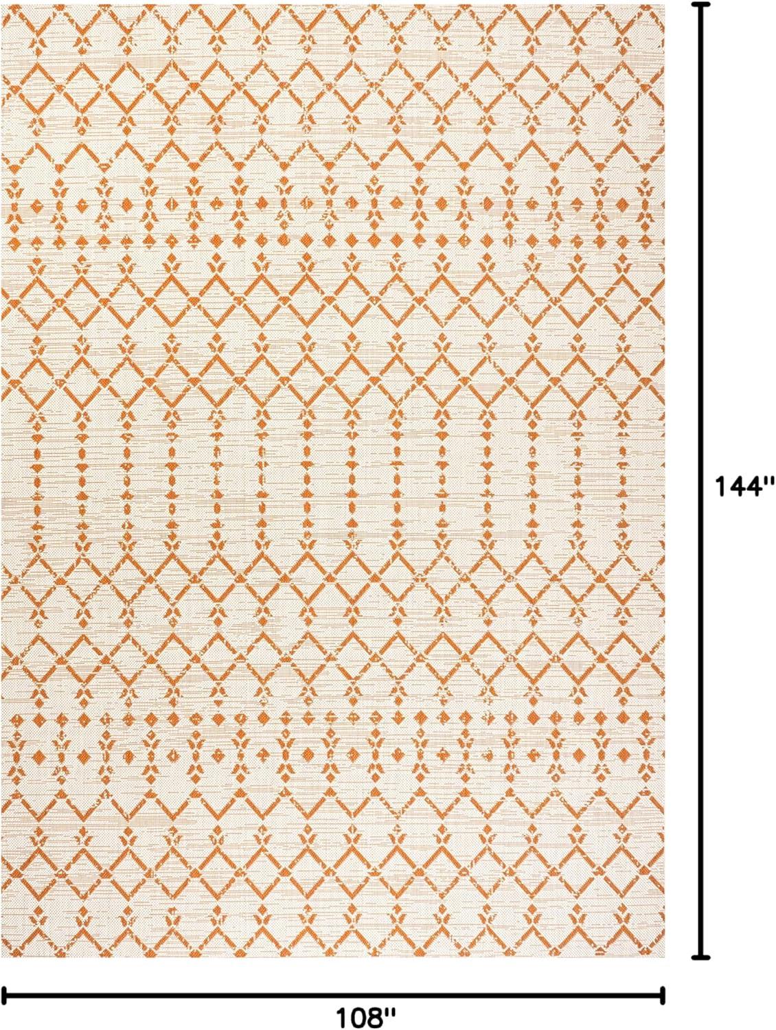 image:imageJONATHAN Y Moroccan Geometric Indoor Outdoor Square Area Rug 5X5 NavyBeige Ourika Textured Weave for Backyard Patio Porch EasyCleaning High Traffic PetFriendly NonShedding SMB108K5SQCreamOrange