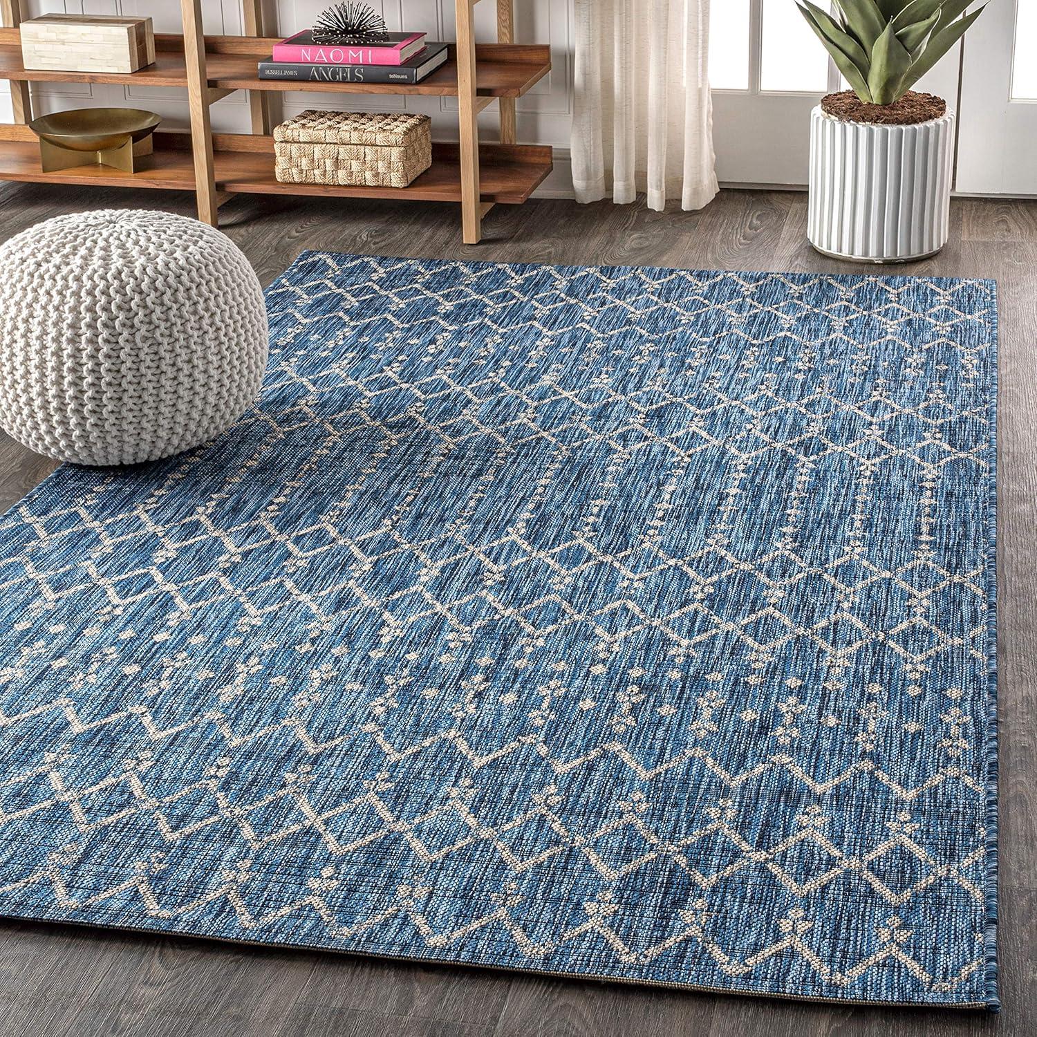 image:imageJONATHAN Y Moroccan Geometric Indoor Outdoor Square Area Rug 5X5 NavyBeige Ourika Textured Weave for Backyard Patio Porch EasyCleaning High Traffic PetFriendly NonShedding SMB108K5SQNavyLight Gray