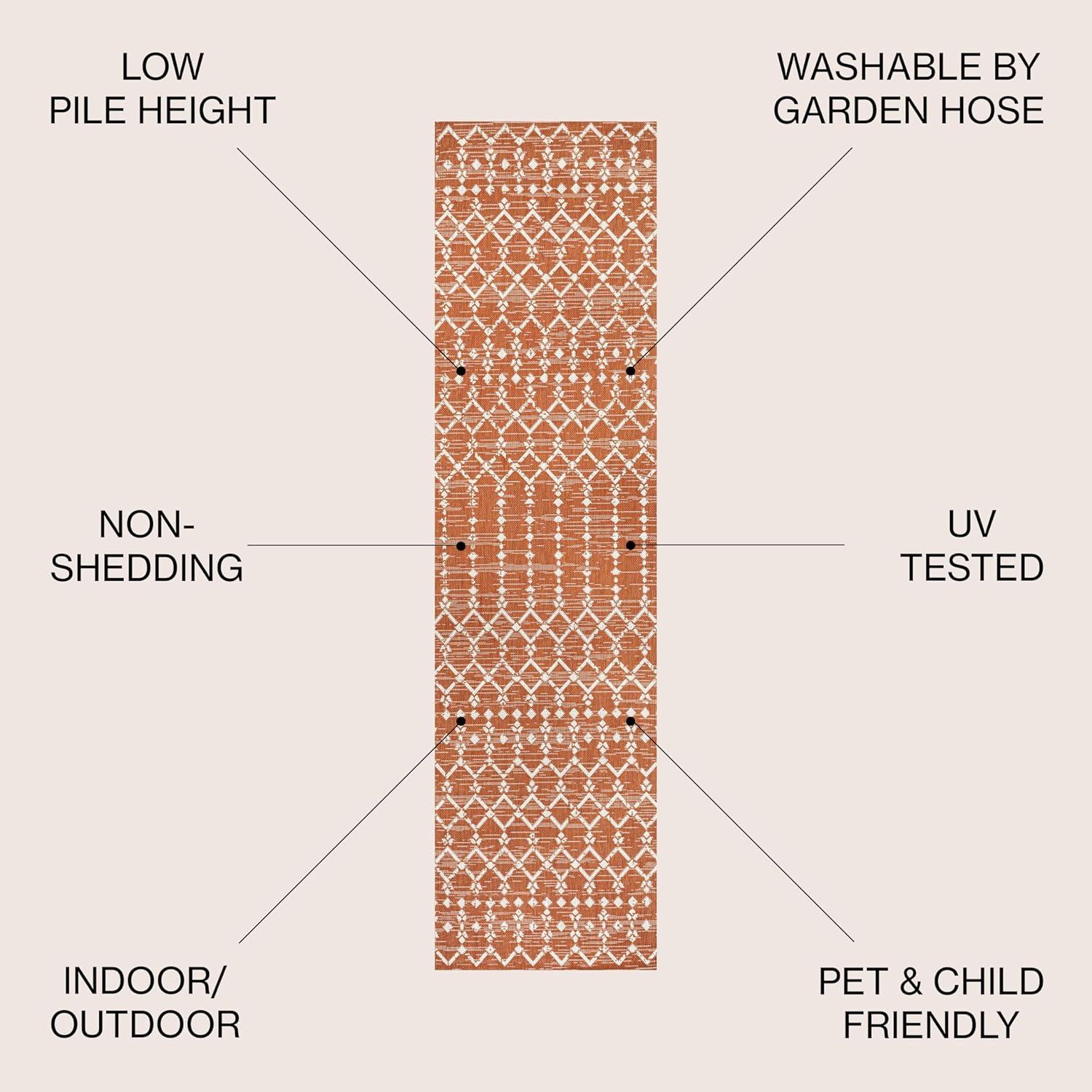 image:imageJONATHAN Y Moroccan Geometric Indoor Outdoor Square Area Rug 5X5 NavyBeige Ourika Textured Weave for Backyard Patio Porch EasyCleaning High Traffic PetFriendly NonShedding SMB108K5SQOrangeCream