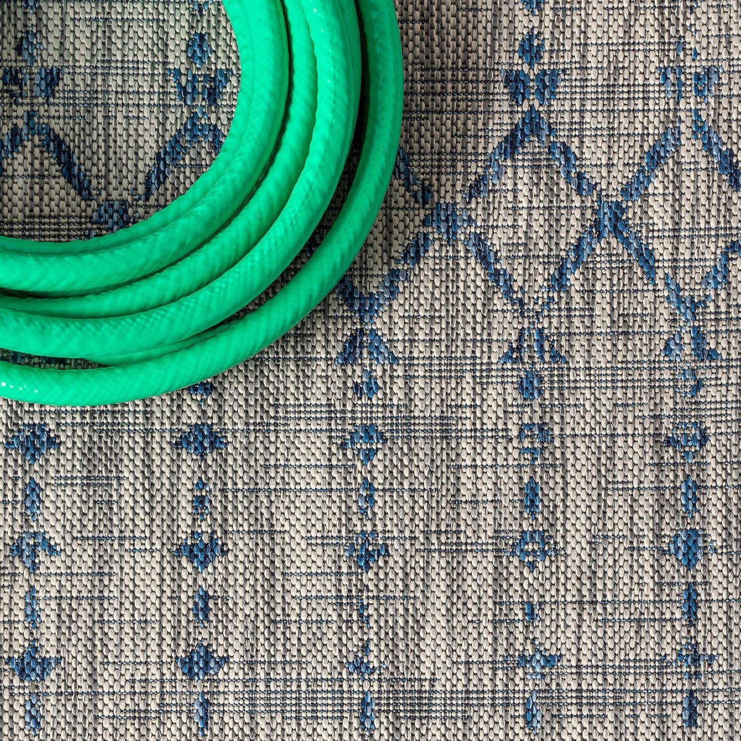 image:imageJONATHAN Y Moroccan Geometric Indoor Outdoor Square Area Rug 5X5 NavyBeige Ourika Textured Weave for Backyard Patio Porch EasyCleaning High Traffic PetFriendly NonShedding SMB108K5SQLight GrayNavy