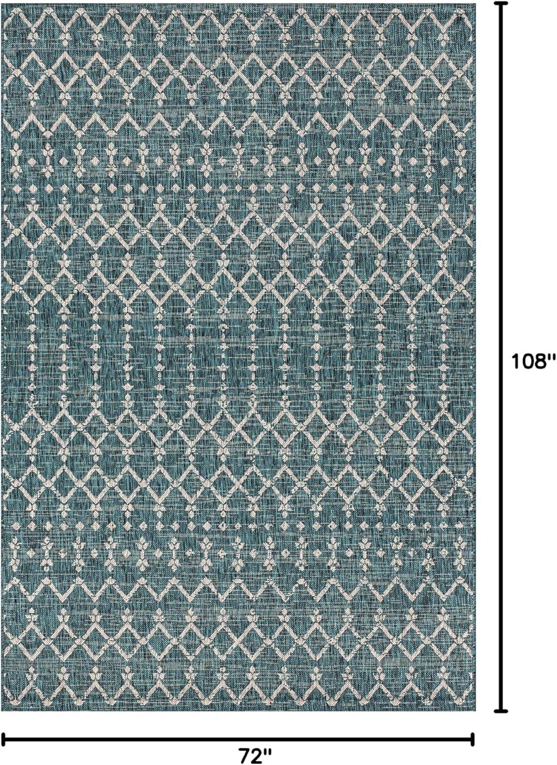 image:imageJONATHAN Y Moroccan Geometric Indoor Outdoor Square Area Rug 5X5 NavyBeige Ourika Textured Weave for Backyard Patio Porch EasyCleaning High Traffic PetFriendly NonShedding SMB108K5SQTealGray