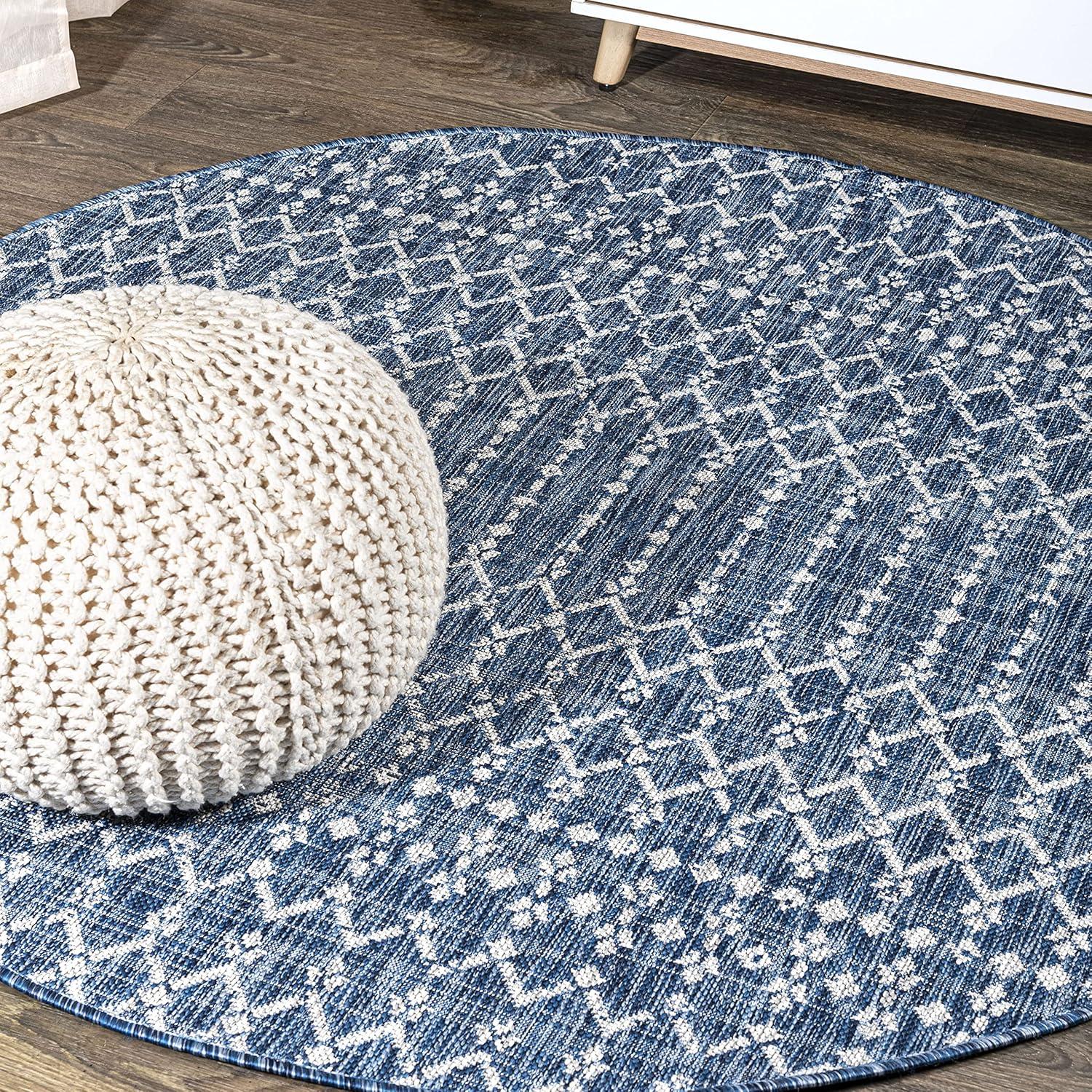 image:imageJONATHAN Y Moroccan Geometric Indoor Outdoor Square Area Rug 5X5 NavyBeige Ourika Textured Weave for Backyard Patio Porch EasyCleaning High Traffic PetFriendly NonShedding SMB108K5SQNavyLight Gray