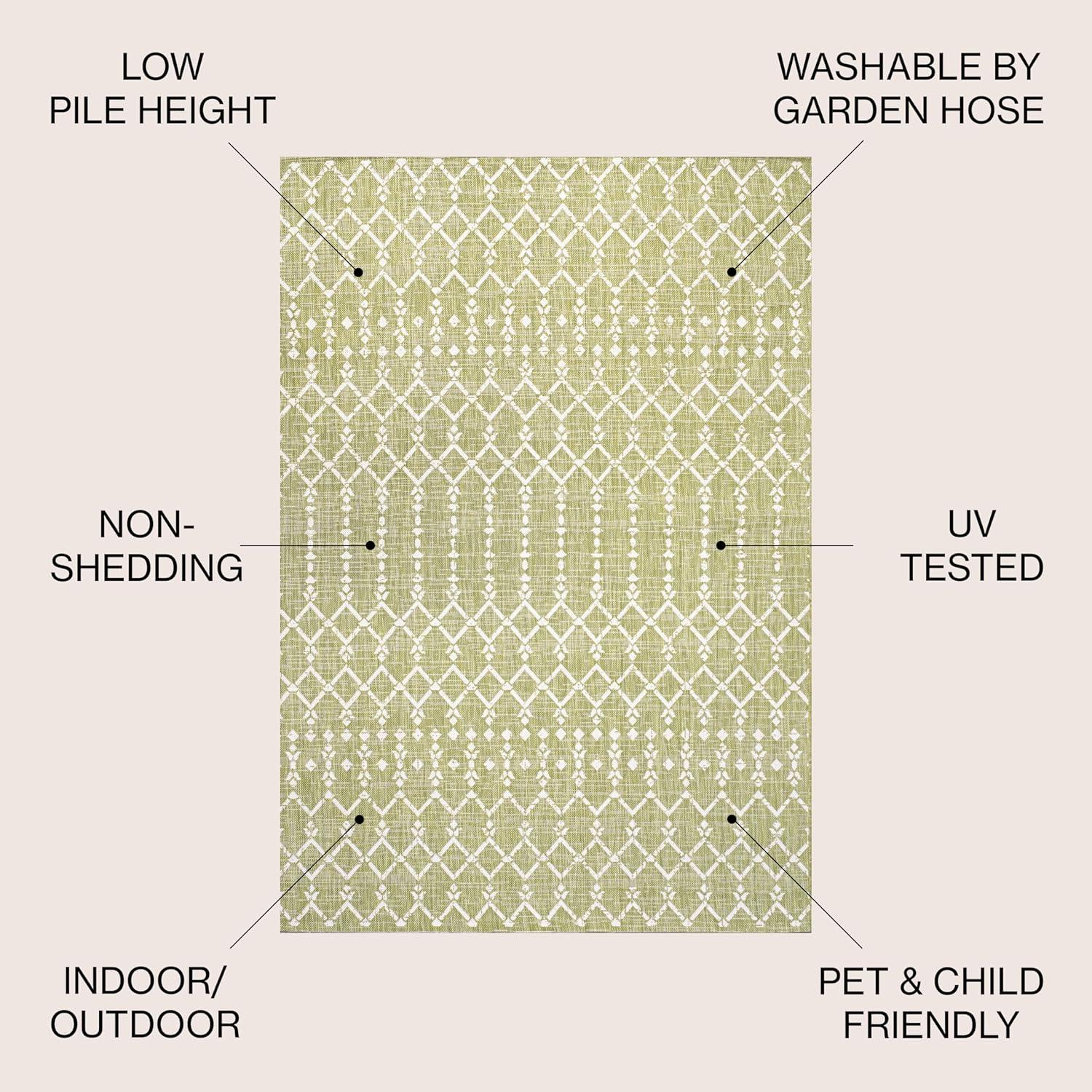 image:imageJONATHAN Y Moroccan Geometric Indoor Outdoor Square Area Rug 5X5 NavyBeige Ourika Textured Weave for Backyard Patio Porch EasyCleaning High Traffic PetFriendly NonShedding SMB108K5SQLight GreenCream