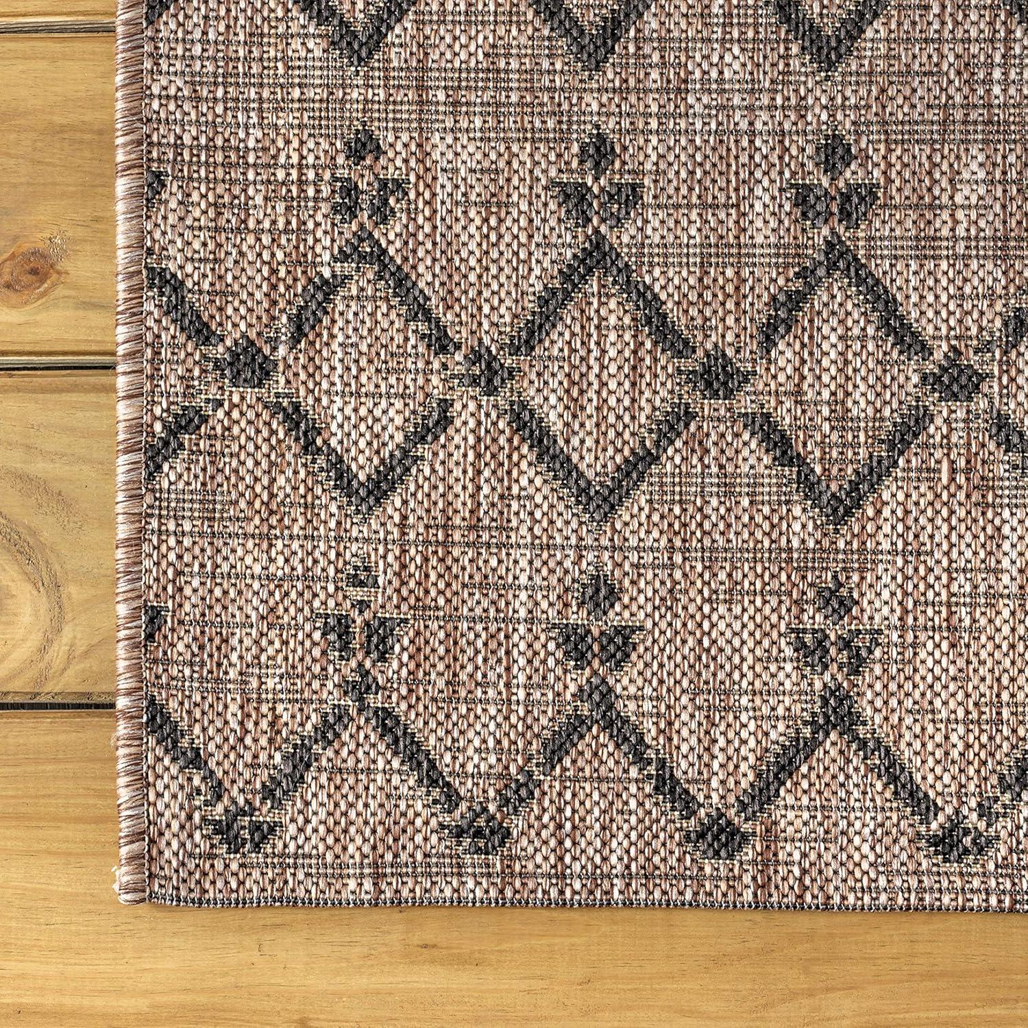 image:imageJONATHAN Y Moroccan Geometric Indoor Outdoor Square Area Rug 5X5 NavyBeige Ourika Textured Weave for Backyard Patio Porch EasyCleaning High Traffic PetFriendly NonShedding SMB108K5SQNaturalBlack