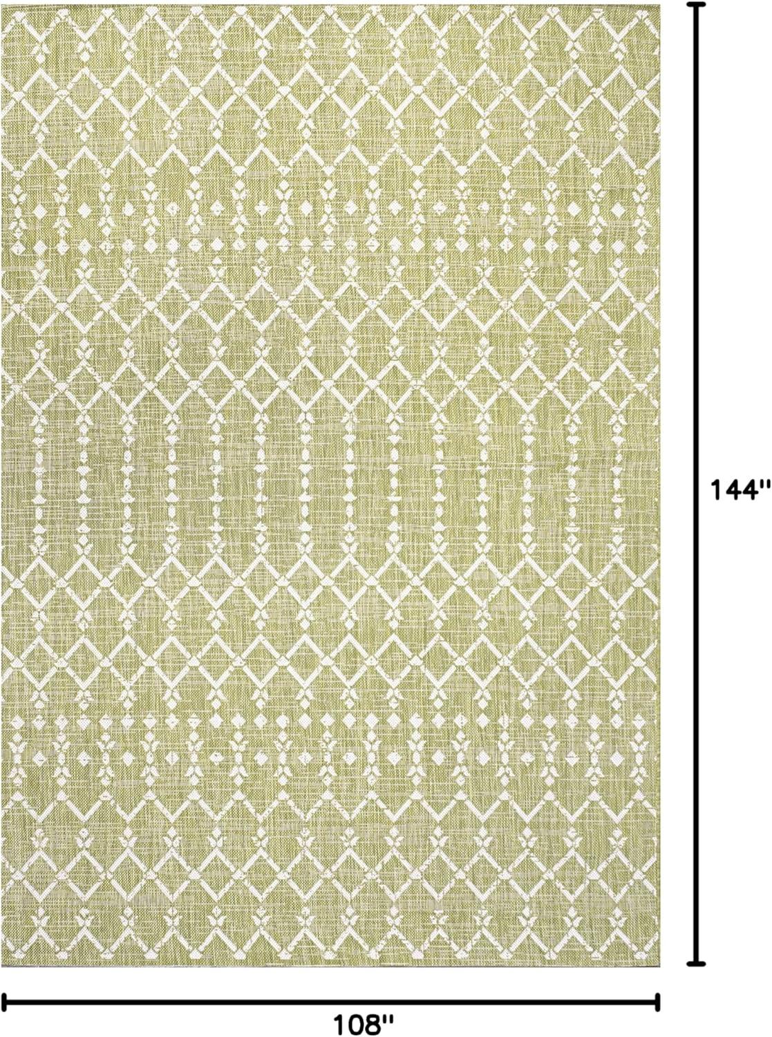 image:imageJONATHAN Y Moroccan Geometric Indoor Outdoor Square Area Rug 5X5 NavyBeige Ourika Textured Weave for Backyard Patio Porch EasyCleaning High Traffic PetFriendly NonShedding SMB108K5SQLight GreenCream