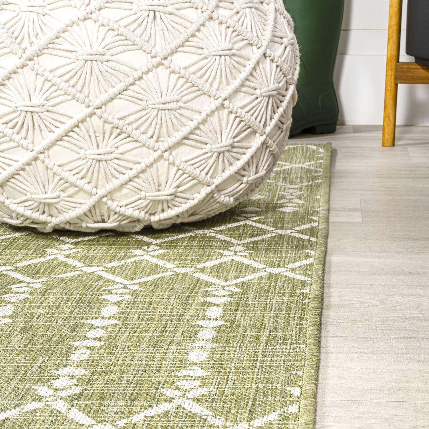 image:imageJONATHAN Y Moroccan Geometric Indoor Outdoor Square Area Rug 5X5 NavyBeige Ourika Textured Weave for Backyard Patio Porch EasyCleaning High Traffic PetFriendly NonShedding SMB108K5SQLight GreenCream