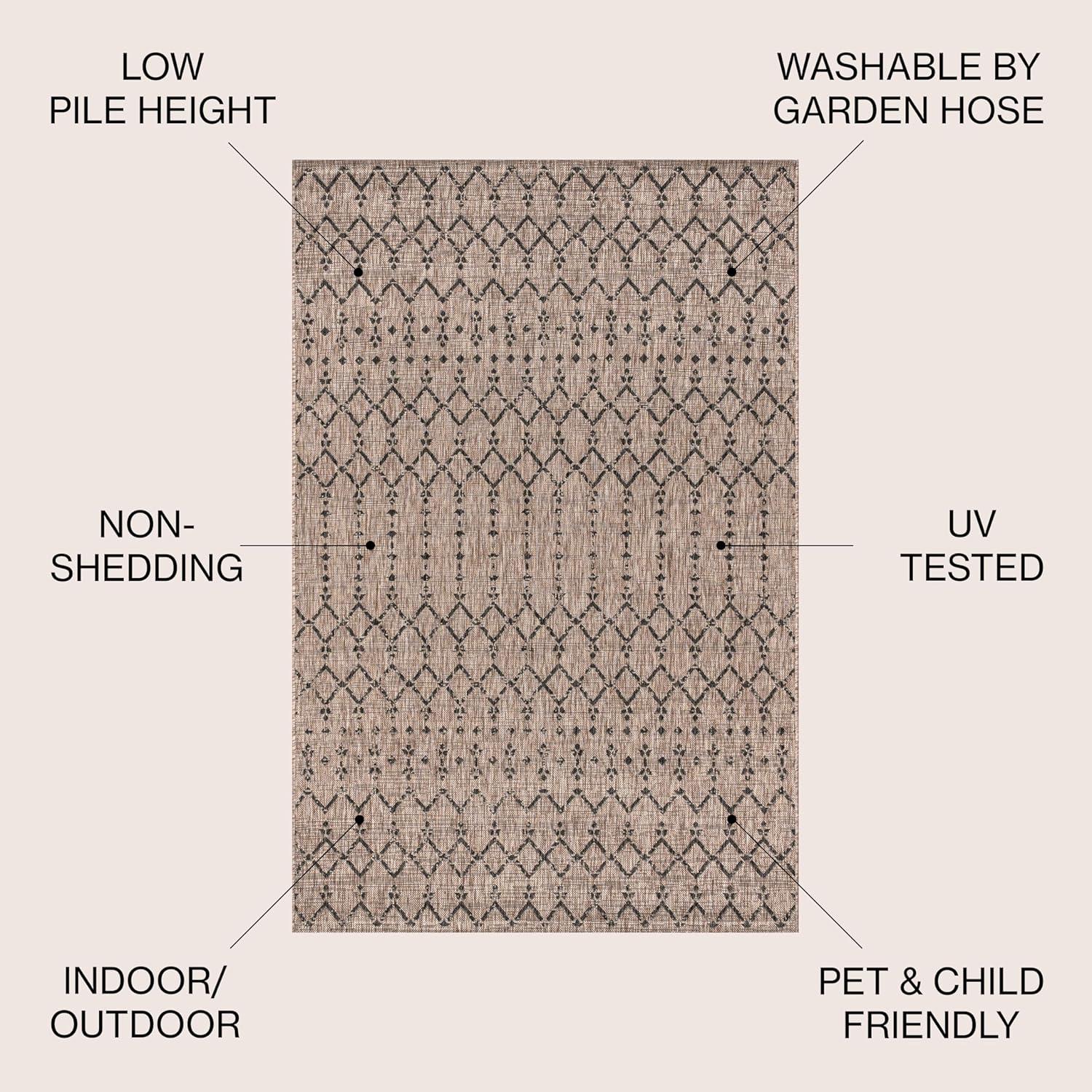 image:imageJONATHAN Y Moroccan Geometric Indoor Outdoor Square Area Rug 5X5 NavyBeige Ourika Textured Weave for Backyard Patio Porch EasyCleaning High Traffic PetFriendly NonShedding SMB108K5SQNaturalBlack