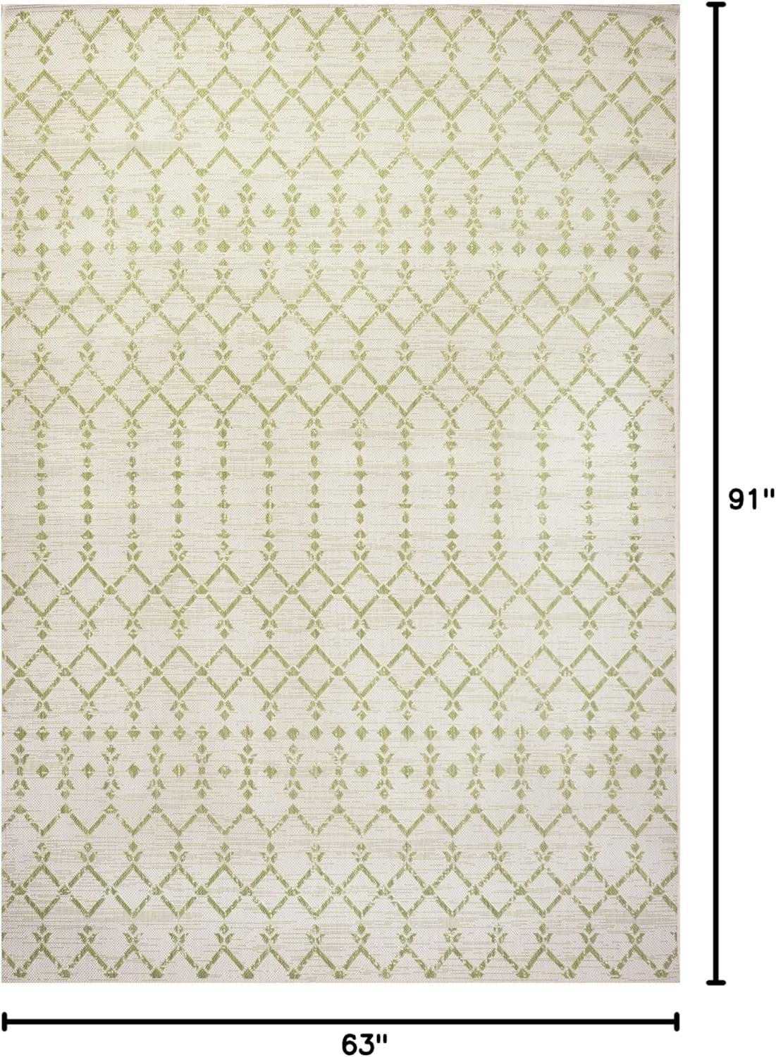 image:imageJONATHAN Y Moroccan Geometric Indoor Outdoor Square Area Rug 5X5 NavyBeige Ourika Textured Weave for Backyard Patio Porch EasyCleaning High Traffic PetFriendly NonShedding SMB108K5SQCreamGreen
