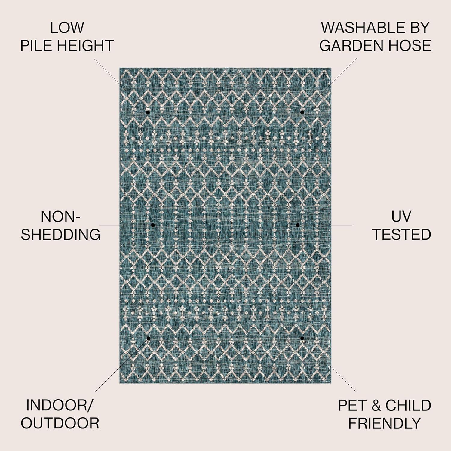 image:imageJONATHAN Y Moroccan Geometric Indoor Outdoor Square Area Rug 5X5 NavyBeige Ourika Textured Weave for Backyard Patio Porch EasyCleaning High Traffic PetFriendly NonShedding SMB108K5SQTealGray