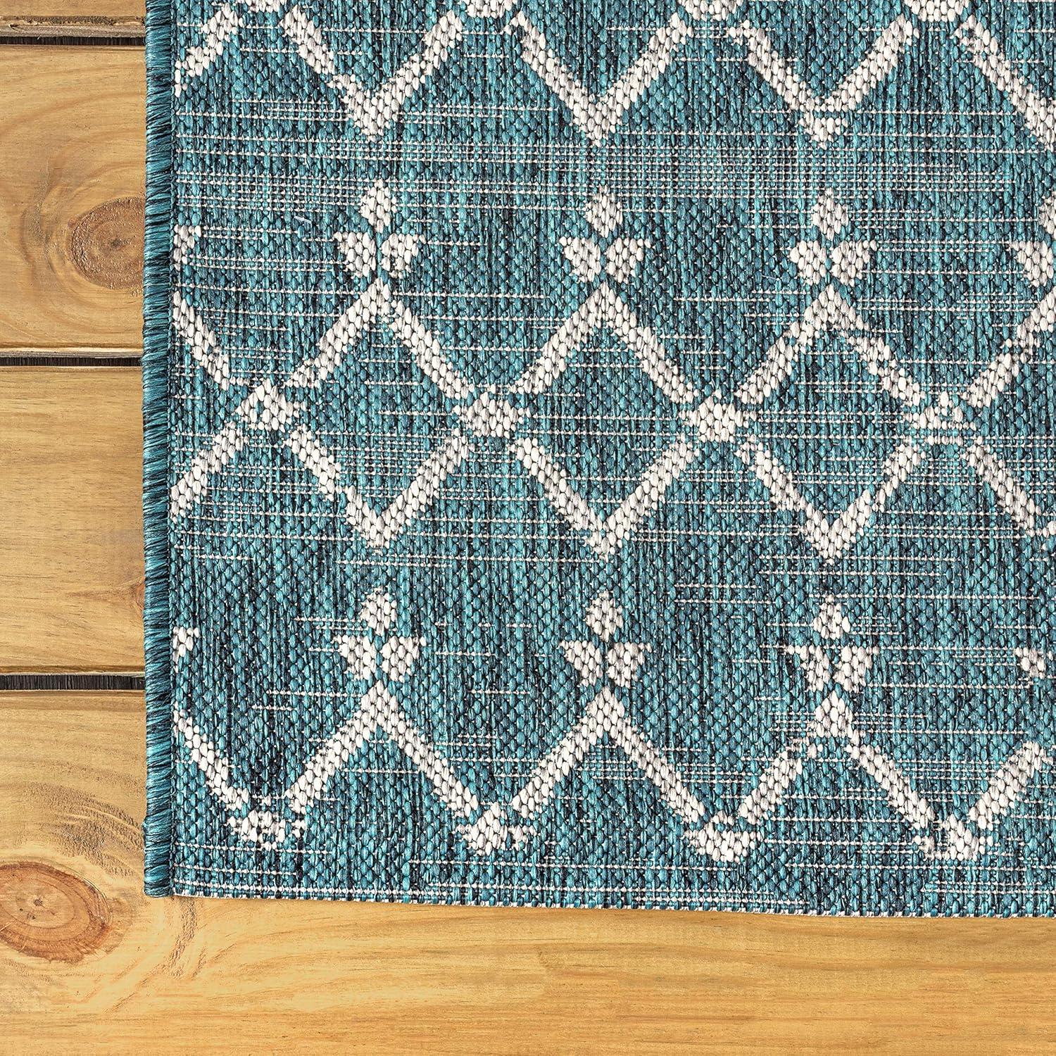 image:imageJONATHAN Y Moroccan Geometric Indoor Outdoor Square Area Rug 5X5 NavyBeige Ourika Textured Weave for Backyard Patio Porch EasyCleaning High Traffic PetFriendly NonShedding SMB108K5SQTealGray