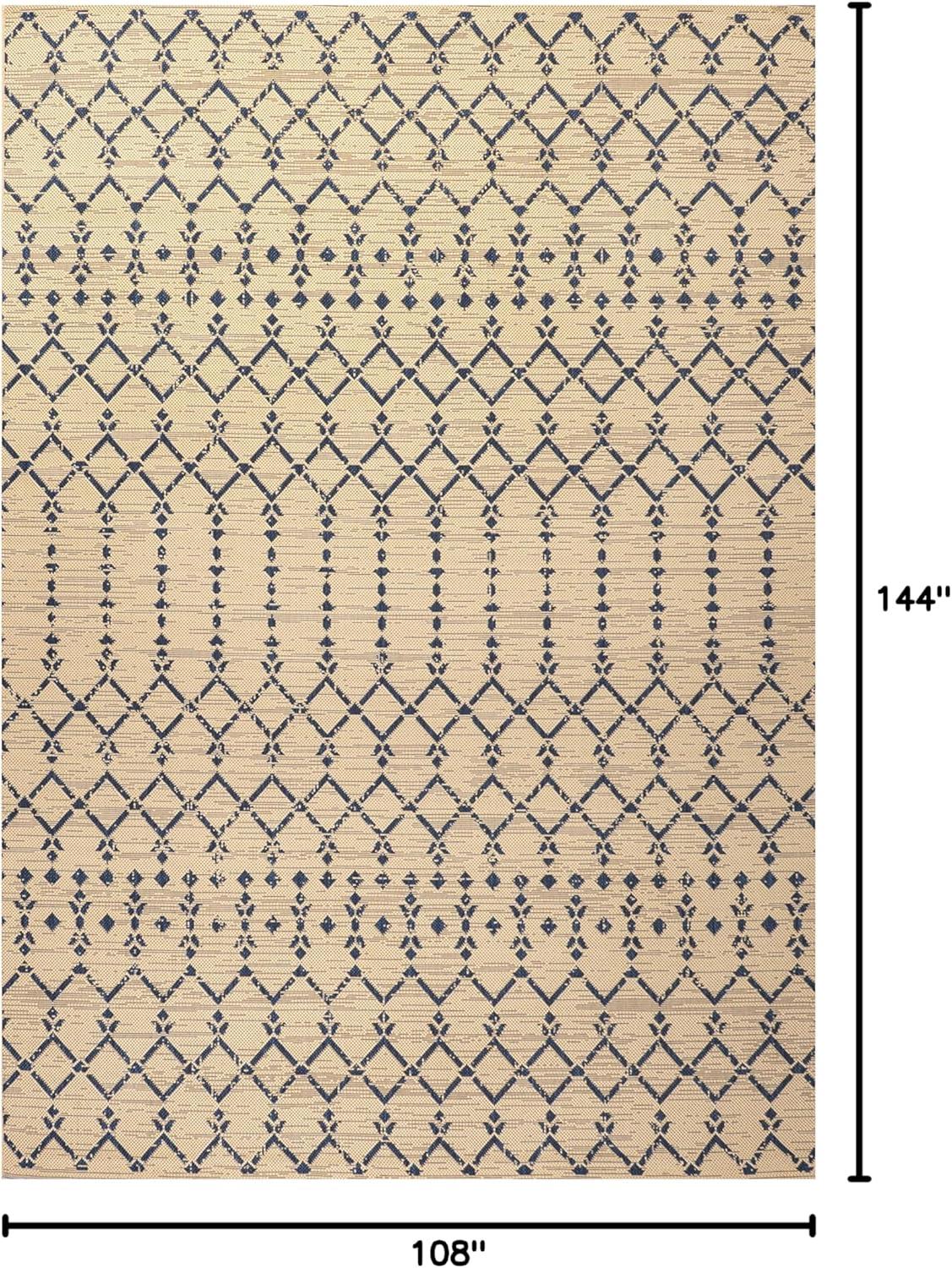 image:imageJONATHAN Y Moroccan Geometric Indoor Outdoor Square Area Rug 5X5 NavyBeige Ourika Textured Weave for Backyard Patio Porch EasyCleaning High Traffic PetFriendly NonShedding SMB108K5SQBeigeNavy