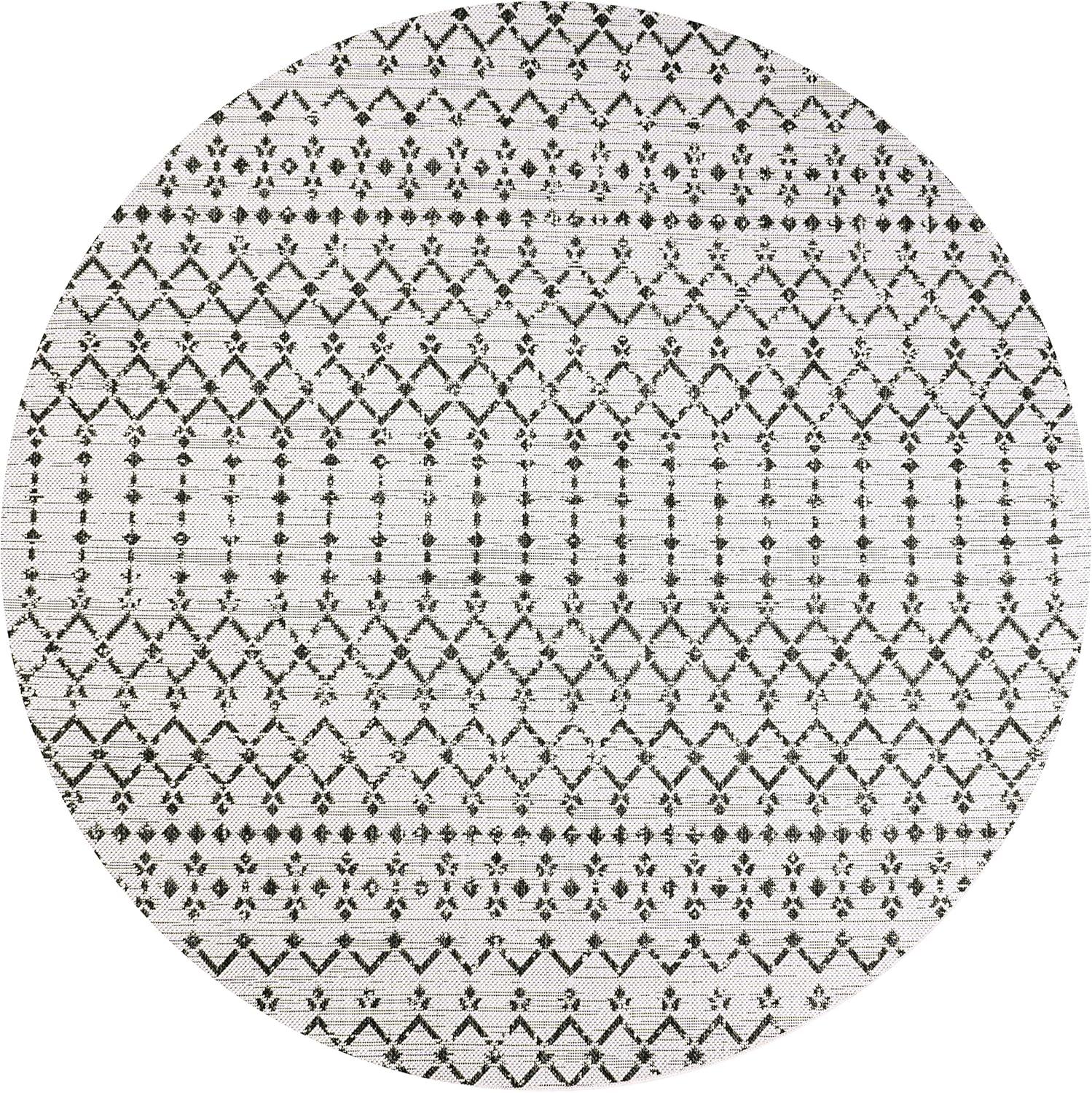 image:imageJONATHAN Y Moroccan Geometric Indoor Outdoor Square Area Rug 5X5 NavyBeige Ourika Textured Weave for Backyard Patio Porch EasyCleaning High Traffic PetFriendly NonShedding SMB108K5SQCreamBlack