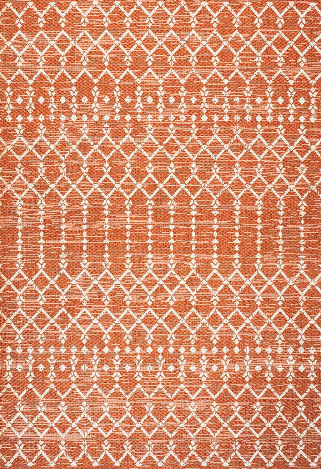 image:imageJONATHAN Y Moroccan Geometric Indoor Outdoor Square Area Rug 5X5 NavyBeige Ourika Textured Weave for Backyard Patio Porch EasyCleaning High Traffic PetFriendly NonShedding SMB108K5SQOrangeCream