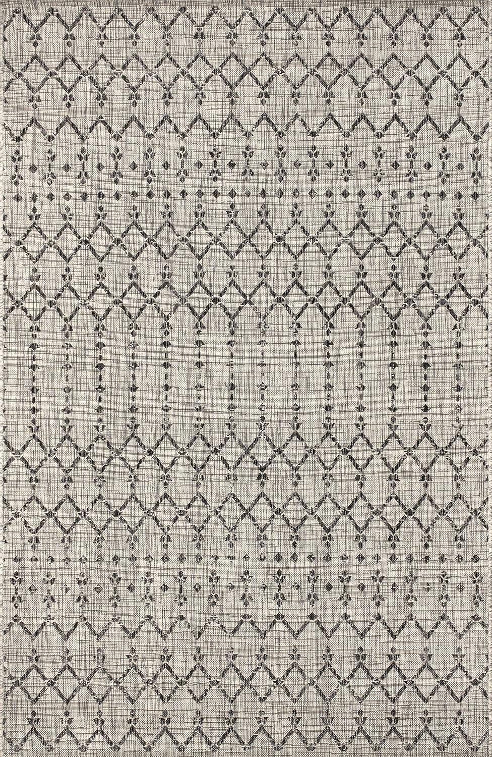 image:imageJONATHAN Y Moroccan Geometric Indoor Outdoor Square Area Rug 5X5 NavyBeige Ourika Textured Weave for Backyard Patio Porch EasyCleaning High Traffic PetFriendly NonShedding SMB108K5SQLight GrayBlack