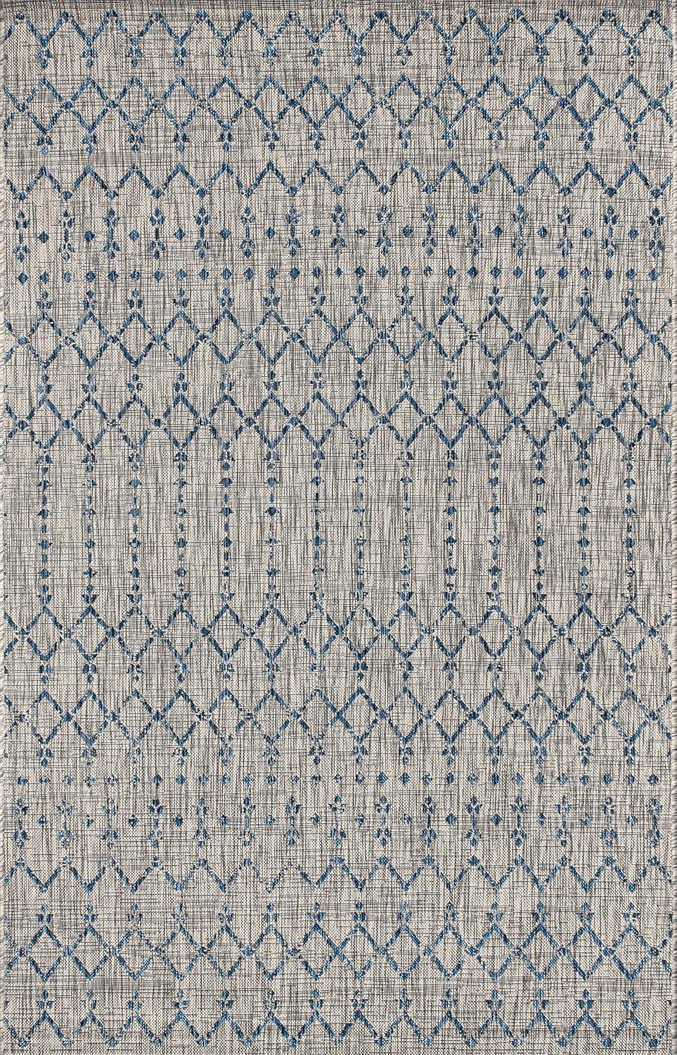 image:imageJONATHAN Y Moroccan Geometric Indoor Outdoor Square Area Rug 5X5 NavyBeige Ourika Textured Weave for Backyard Patio Porch EasyCleaning High Traffic PetFriendly NonShedding SMB108K5SQLight GrayNavy