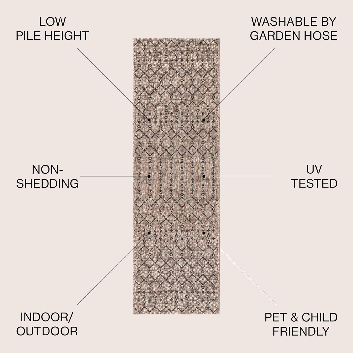 image:imageJONATHAN Y Moroccan Geometric Indoor Outdoor Square Area Rug 5X5 NavyBeige Ourika Textured Weave for Backyard Patio Porch EasyCleaning High Traffic PetFriendly NonShedding SMB108K5SQNaturalBlack
