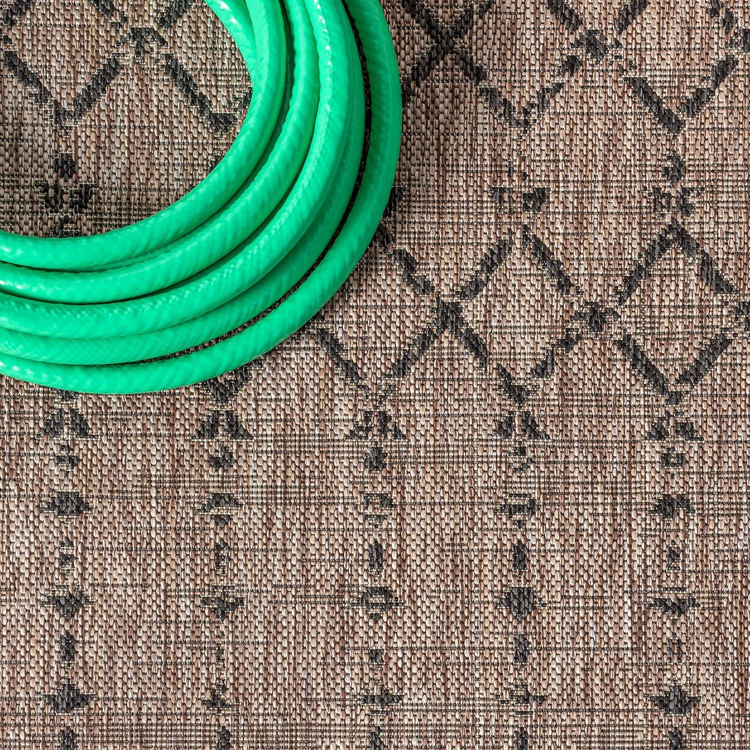 image:imageJONATHAN Y Moroccan Geometric Indoor Outdoor Square Area Rug 5X5 NavyBeige Ourika Textured Weave for Backyard Patio Porch EasyCleaning High Traffic PetFriendly NonShedding SMB108K5SQNaturalBlack