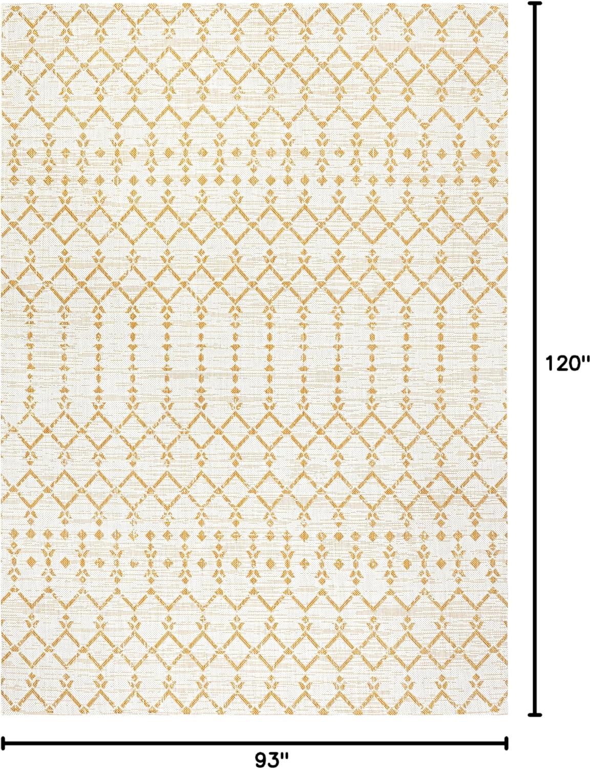 image:imageJONATHAN Y Moroccan Geometric Indoor Outdoor Square Area Rug 5X5 NavyBeige Ourika Textured Weave for Backyard Patio Porch EasyCleaning High Traffic PetFriendly NonShedding SMB108K5SQCreamYellow
