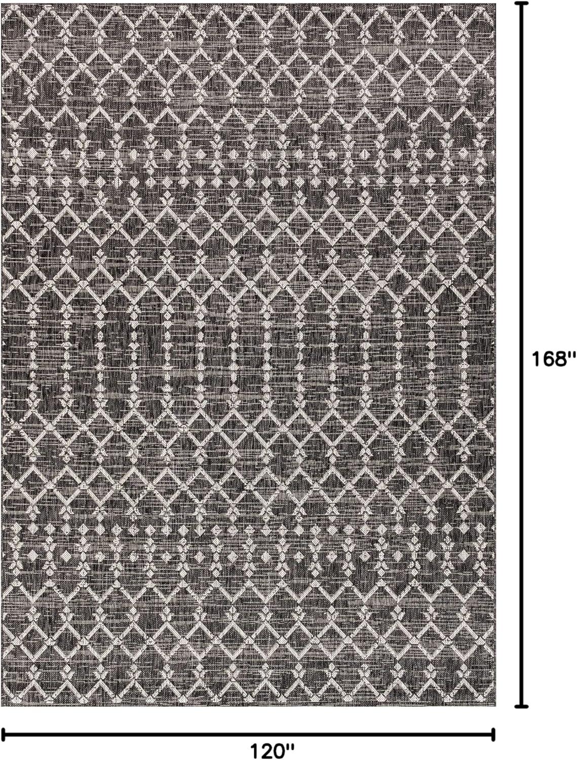 image:imageJONATHAN Y Moroccan Geometric Indoor Outdoor Square Area Rug 5X5 NavyBeige Ourika Textured Weave for Backyard Patio Porch EasyCleaning High Traffic PetFriendly NonShedding SMB108K5SQBlackGray