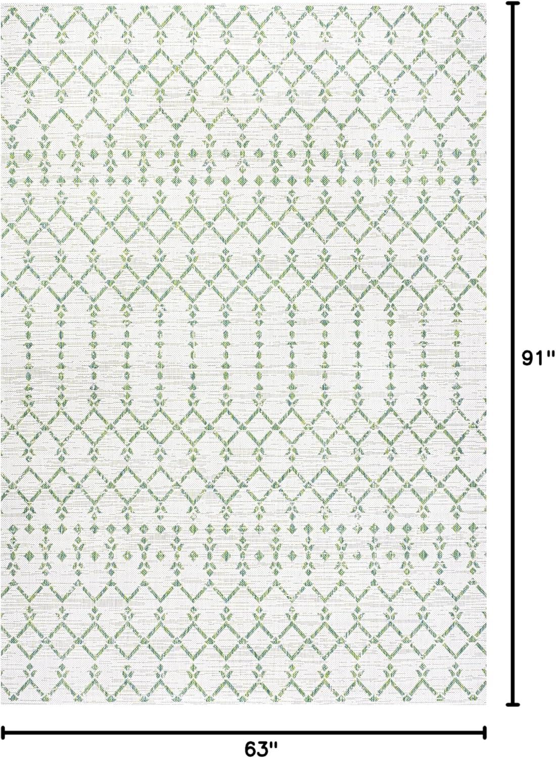 image:imageJONATHAN Y Moroccan Geometric Indoor Outdoor Square Area Rug 5X5 NavyBeige Ourika Textured Weave for Backyard Patio Porch EasyCleaning High Traffic PetFriendly NonShedding SMB108K5SQGreenIvory