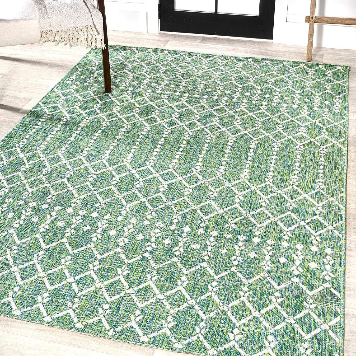 image:imageJONATHAN Y Moroccan Geometric Indoor Outdoor Square Area Rug 5X5 NavyBeige Ourika Textured Weave for Backyard Patio Porch EasyCleaning High Traffic PetFriendly NonShedding SMB108K5SQGreenCream