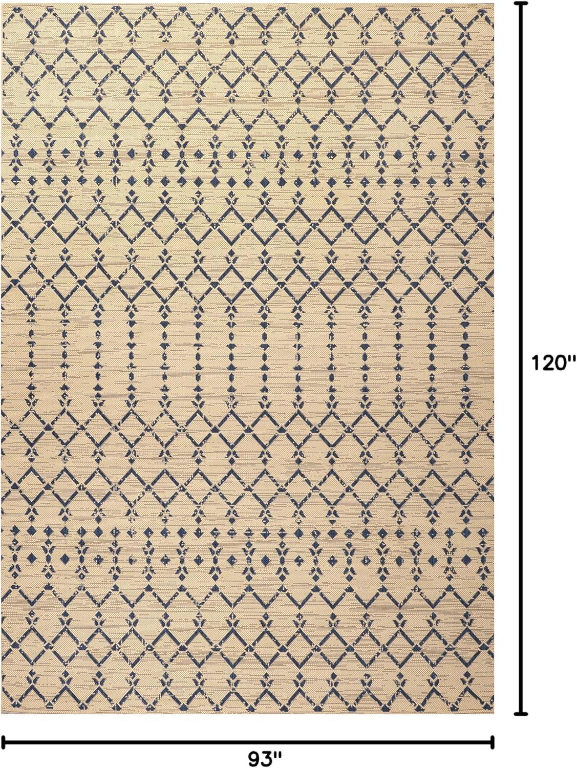 image:imageJONATHAN Y Moroccan Geometric Indoor Outdoor Square Area Rug 5X5 NavyBeige Ourika Textured Weave for Backyard Patio Porch EasyCleaning High Traffic PetFriendly NonShedding SMB108K5SQBeigeNavy