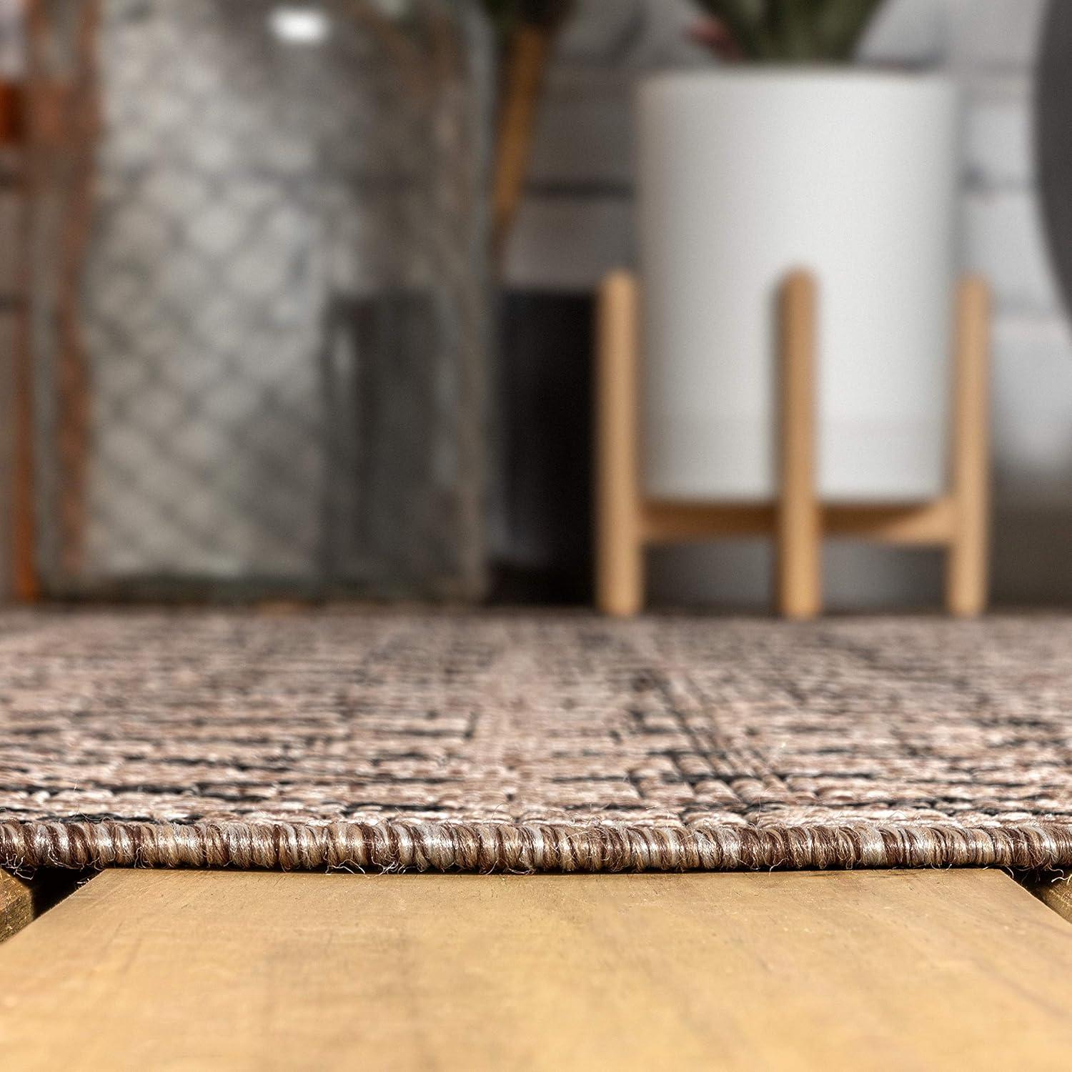 image:imageJONATHAN Y Moroccan Geometric Indoor Outdoor Square Area Rug 5X5 NavyBeige Ourika Textured Weave for Backyard Patio Porch EasyCleaning High Traffic PetFriendly NonShedding SMB108K5SQNaturalBlack