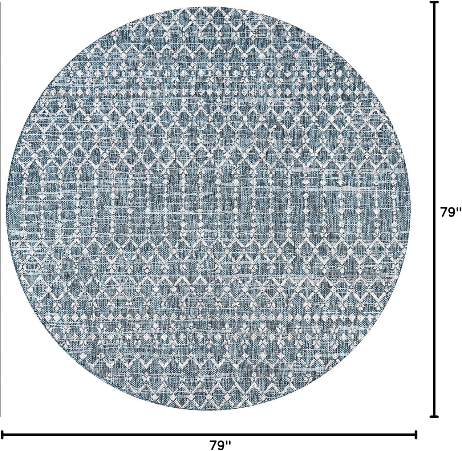 image:imageJONATHAN Y Moroccan Geometric Indoor Outdoor Square Area Rug 5X5 NavyBeige Ourika Textured Weave for Backyard Patio Porch EasyCleaning High Traffic PetFriendly NonShedding SMB108K5SQTealGray
