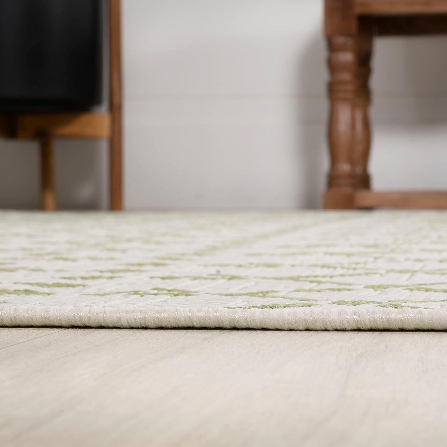 image:imageJONATHAN Y Moroccan Geometric Indoor Outdoor Square Area Rug 5X5 NavyBeige Ourika Textured Weave for Backyard Patio Porch EasyCleaning High Traffic PetFriendly NonShedding SMB108K5SQCreamGreen