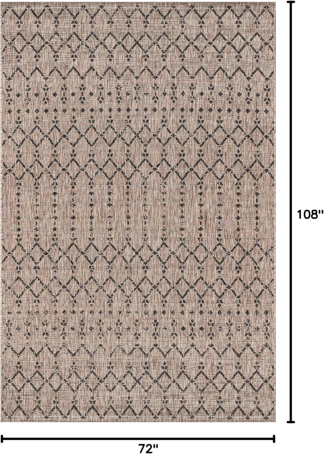 image:imageJONATHAN Y Moroccan Geometric Indoor Outdoor Square Area Rug 5X5 NavyBeige Ourika Textured Weave for Backyard Patio Porch EasyCleaning High Traffic PetFriendly NonShedding SMB108K5SQNaturalBlack