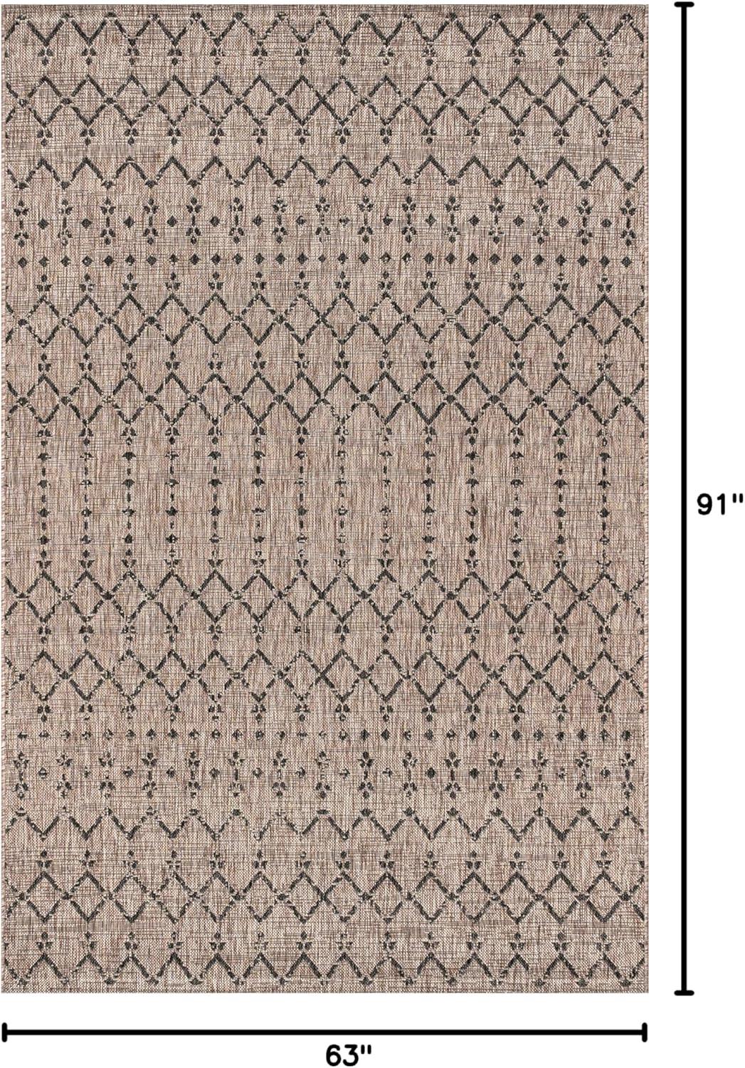 image:imageJONATHAN Y Moroccan Geometric Indoor Outdoor Square Area Rug 5X5 NavyBeige Ourika Textured Weave for Backyard Patio Porch EasyCleaning High Traffic PetFriendly NonShedding SMB108K5SQNaturalBlack