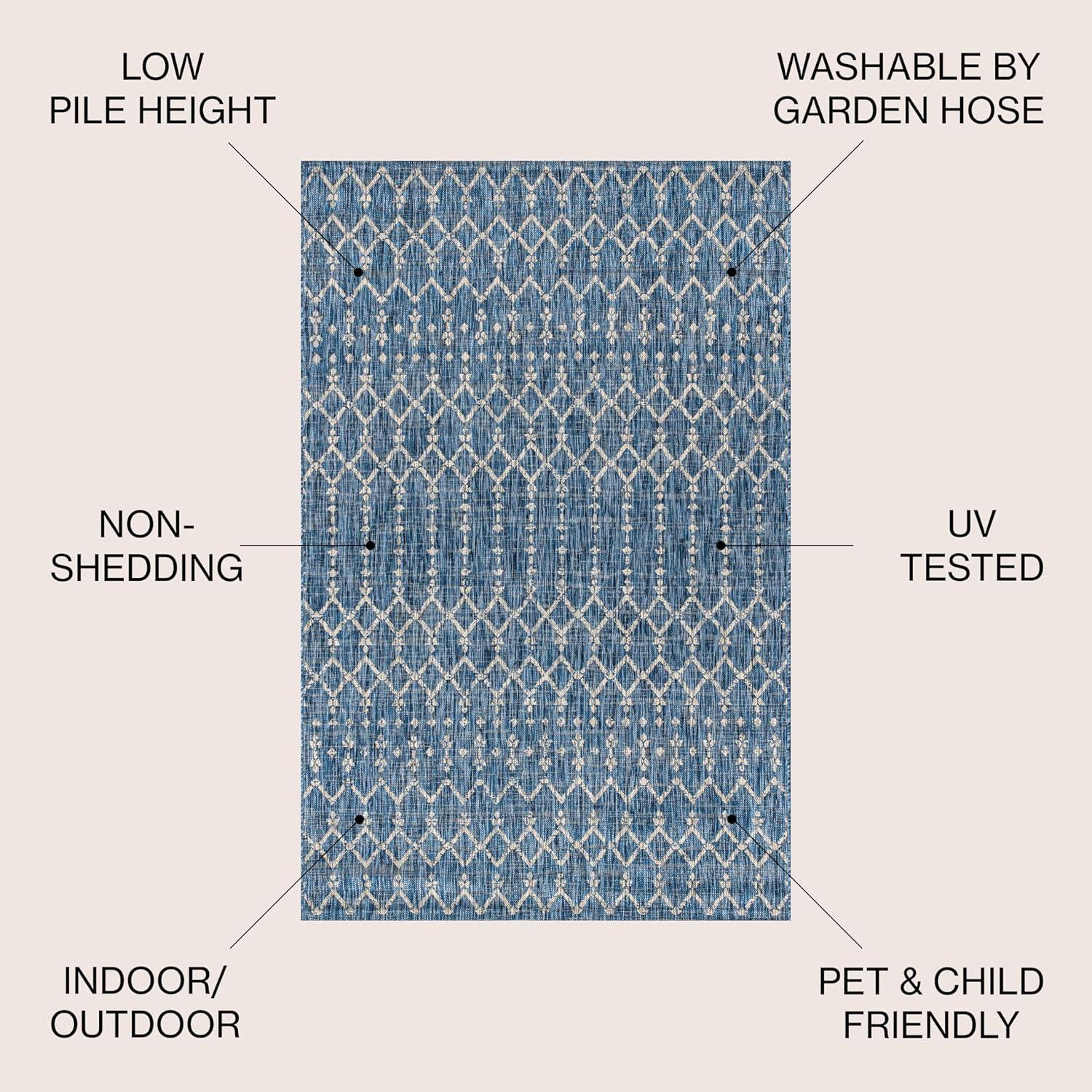 image:imageJONATHAN Y Moroccan Geometric Indoor Outdoor Square Area Rug 5X5 NavyBeige Ourika Textured Weave for Backyard Patio Porch EasyCleaning High Traffic PetFriendly NonShedding SMB108K5SQNavyLight Gray