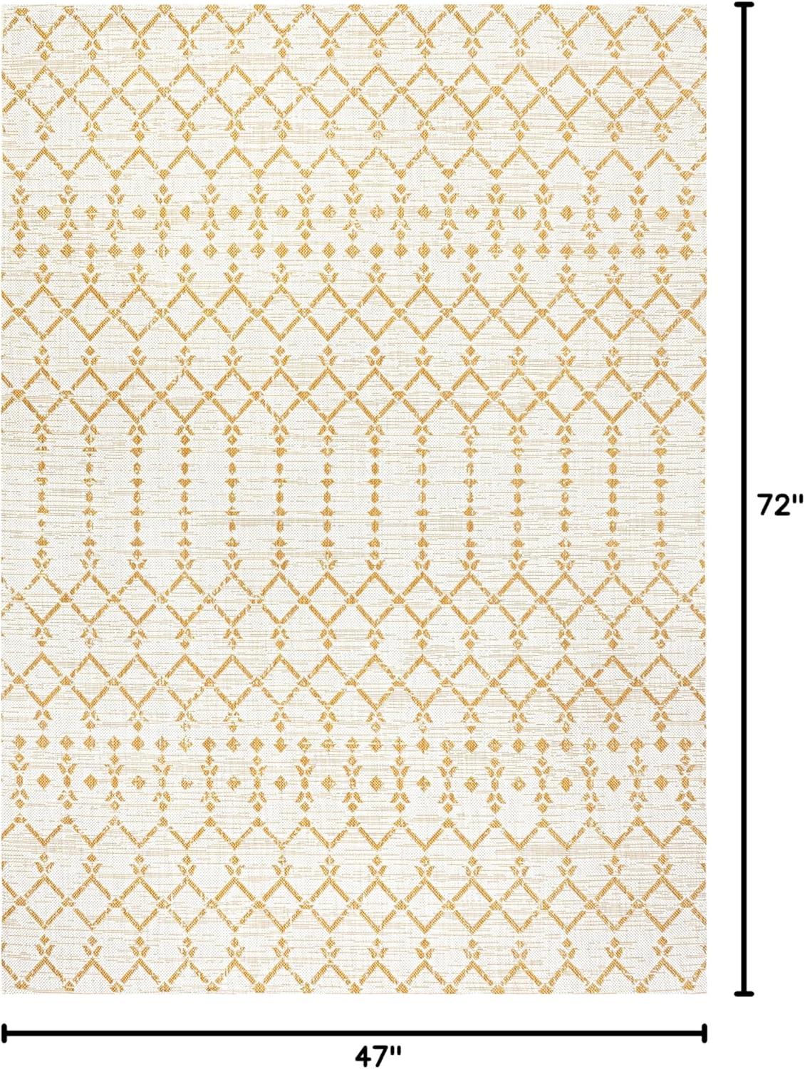 image:imageJONATHAN Y Moroccan Geometric Indoor Outdoor Square Area Rug 5X5 NavyBeige Ourika Textured Weave for Backyard Patio Porch EasyCleaning High Traffic PetFriendly NonShedding SMB108K5SQCreamYellow