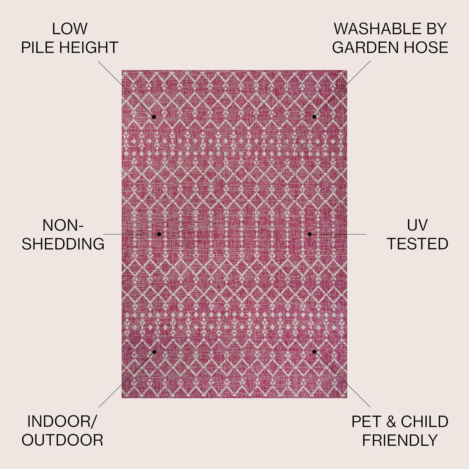 image:imageJONATHAN Y Moroccan Geometric Indoor Outdoor Square Area Rug 5X5 NavyBeige Ourika Textured Weave for Backyard Patio Porch EasyCleaning High Traffic PetFriendly NonShedding SMB108K5SQFuchsiaLight Gray