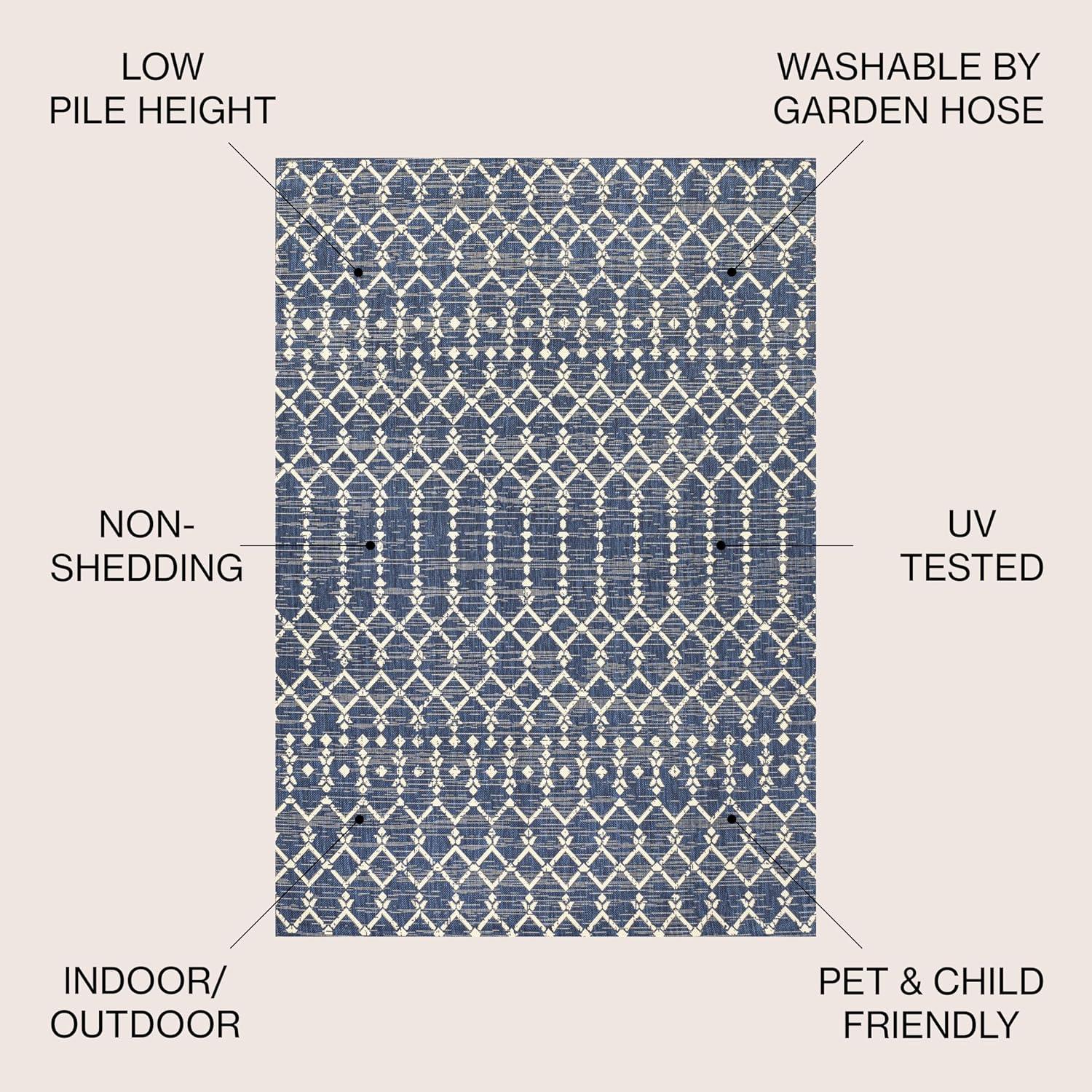 image:imageJONATHAN Y Moroccan Geometric Indoor Outdoor Square Area Rug 5X5 NavyBeige Ourika Textured Weave for Backyard Patio Porch EasyCleaning High Traffic PetFriendly NonShedding SMB108K5SQNavyBeige